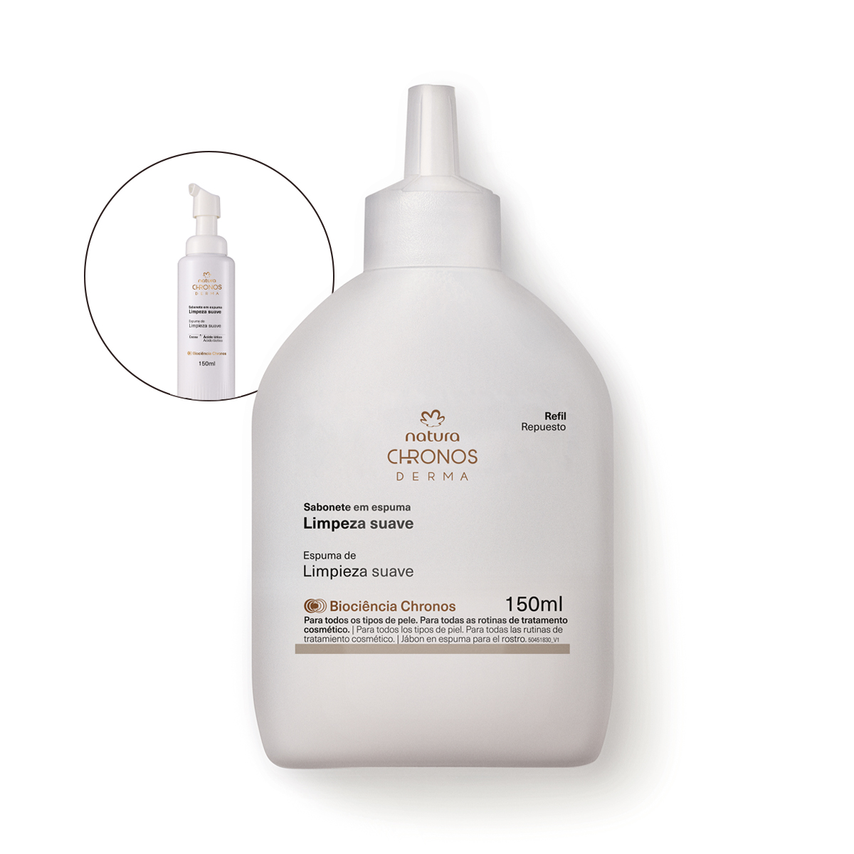 Refil Sabonete em Espuma Limpeza Suave Chronos Derma 150 ml