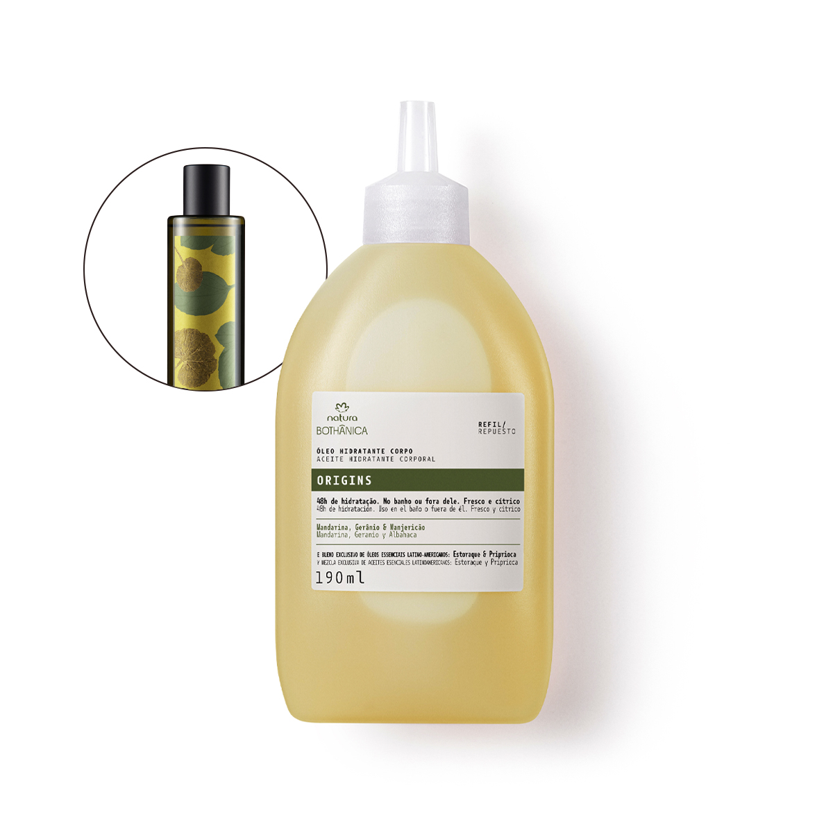 Refil Óleo Hidratante Corporal Bothânica Origins 190 ml