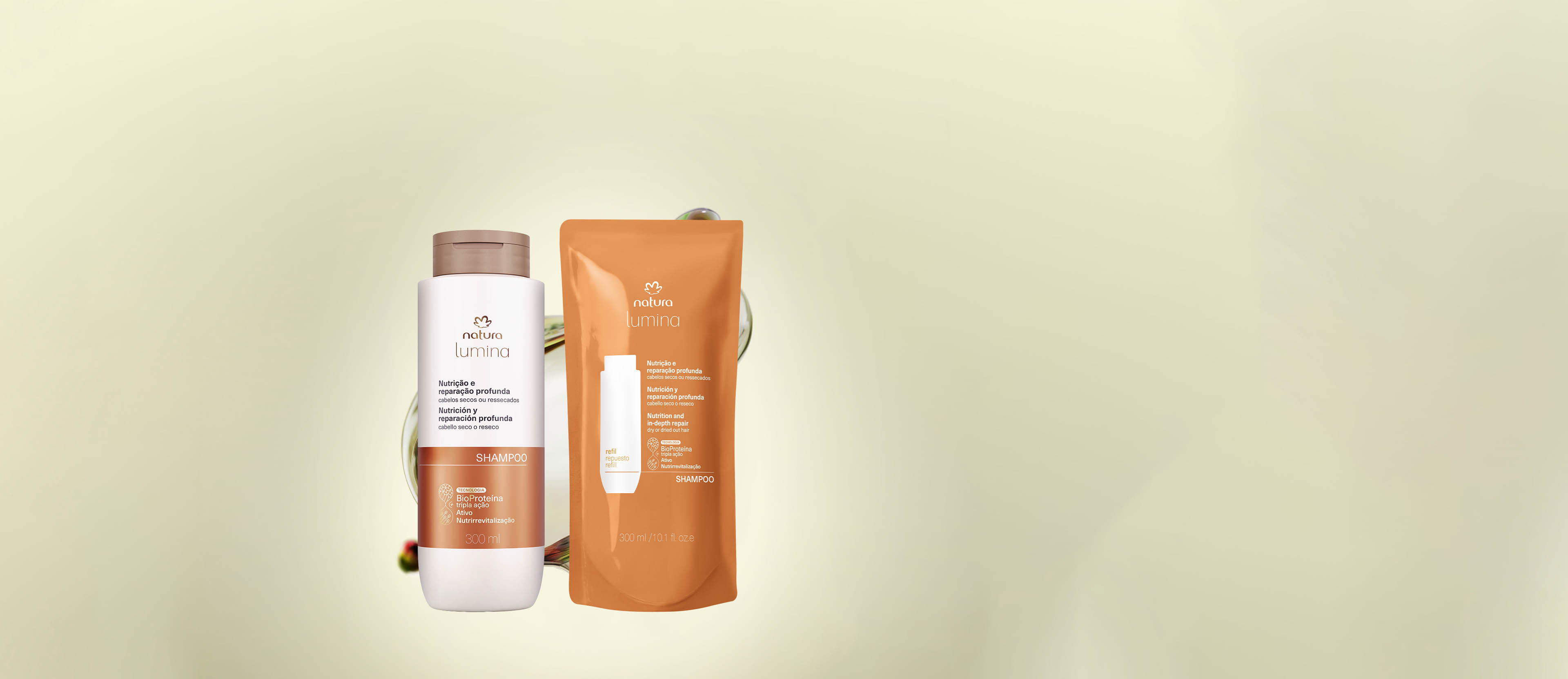 Kit Shampoo com Refil Lumina Nutrição e Reparação Profunda