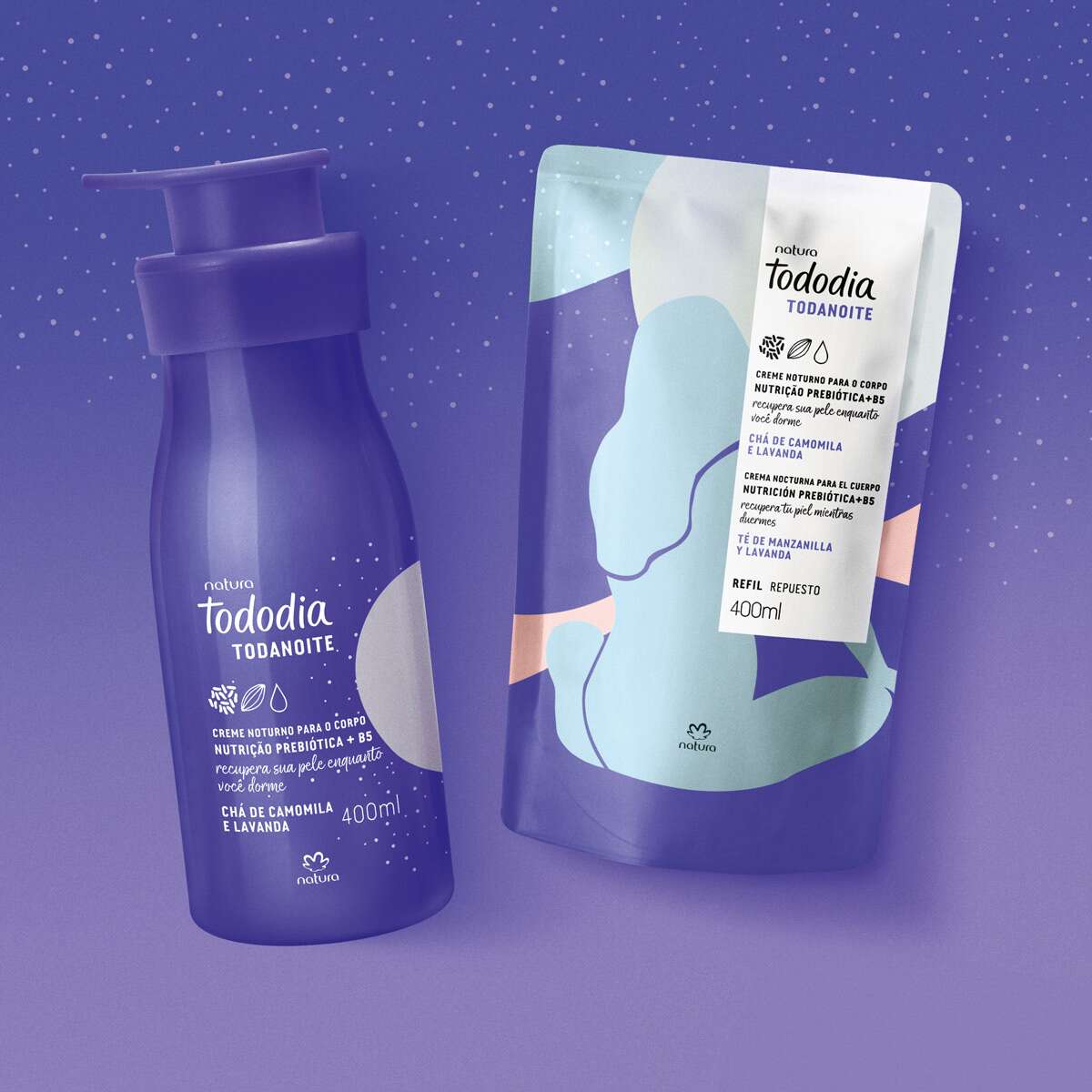Conjunto Todanoite Creme Noturno Chá de Camomila e Lavanda