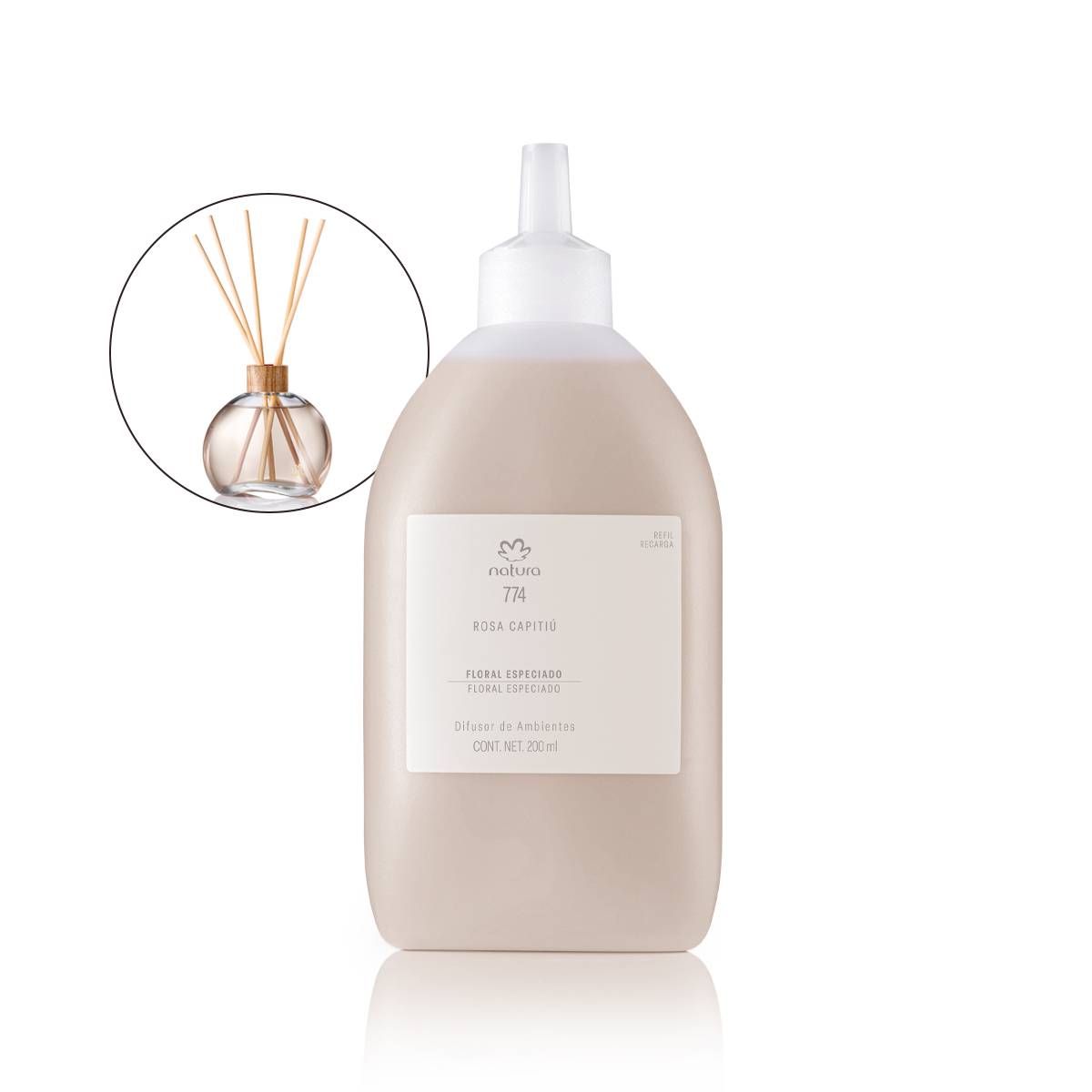 Refil Difusor Natura 774 Rosa Capitiú 200 ml sem vareta