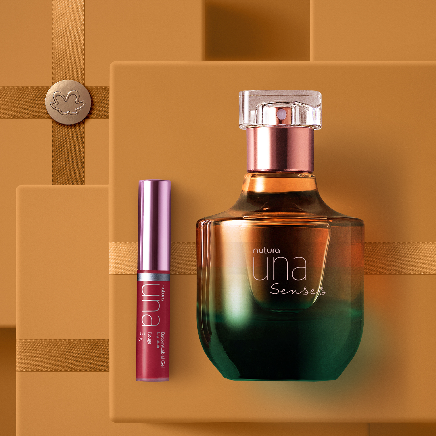Presente Natura Una Senses e Batom Líquido Lipstain (2 produtos)
