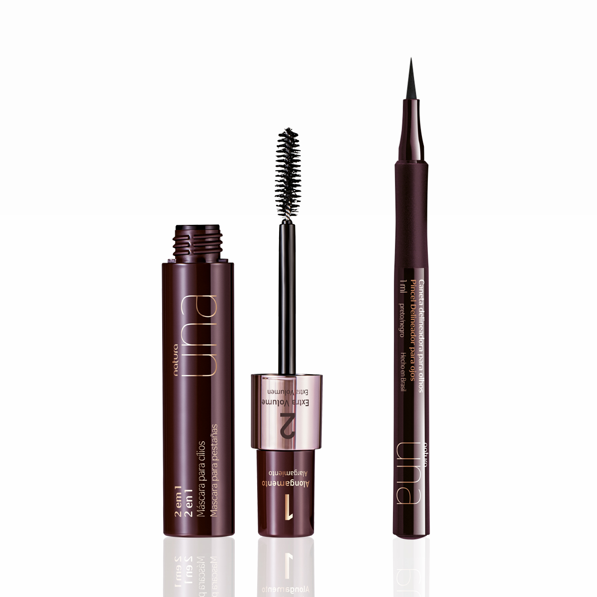 Kit Una Caneta Delineadora Preta e Máscara para Cílios 2 em 1 (2 produtos)