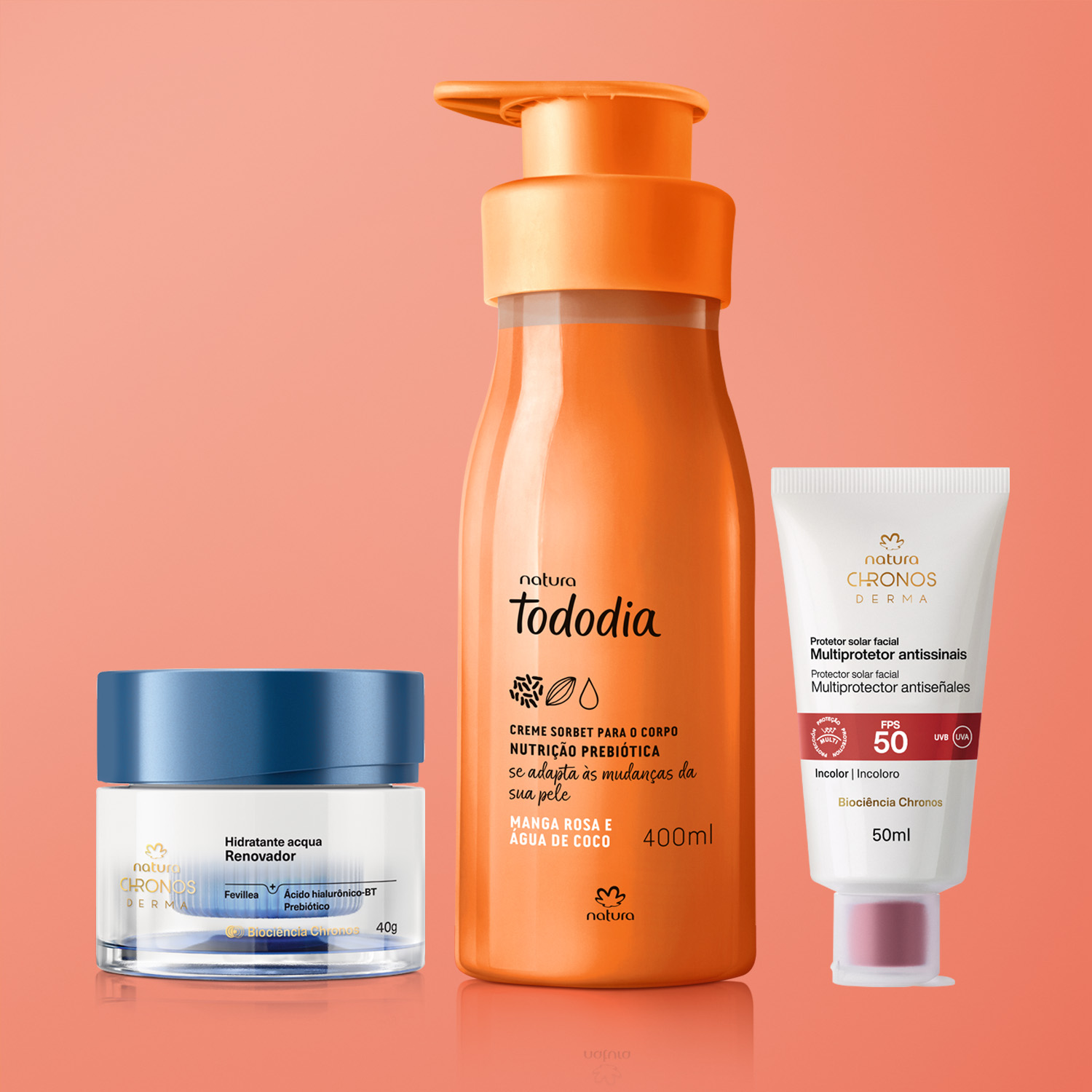 Kit Verão Chronos Derma e Tododia Manga Rosa e Água de Coco