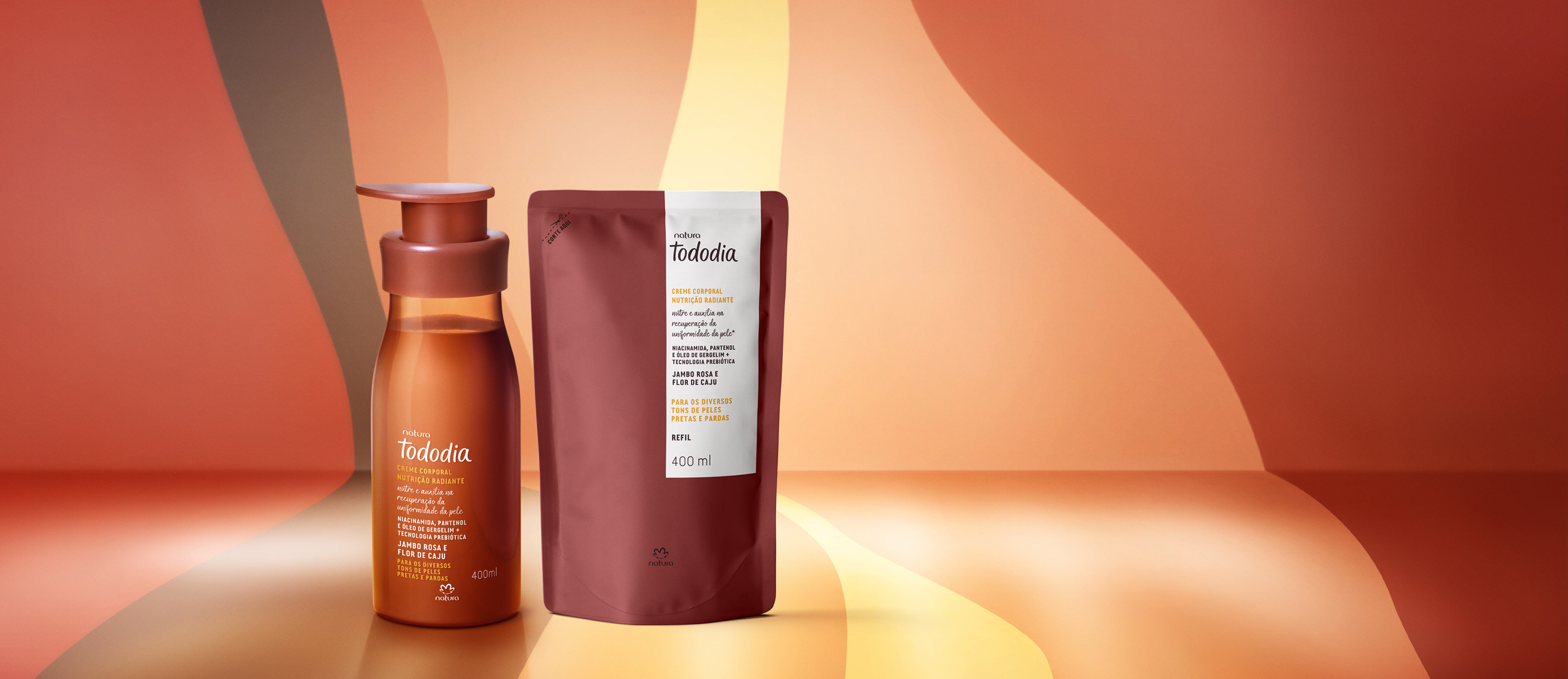 Kit Creme Nutrição Radiante Tododia Jambo Rosa e Flor de Caju com Refil