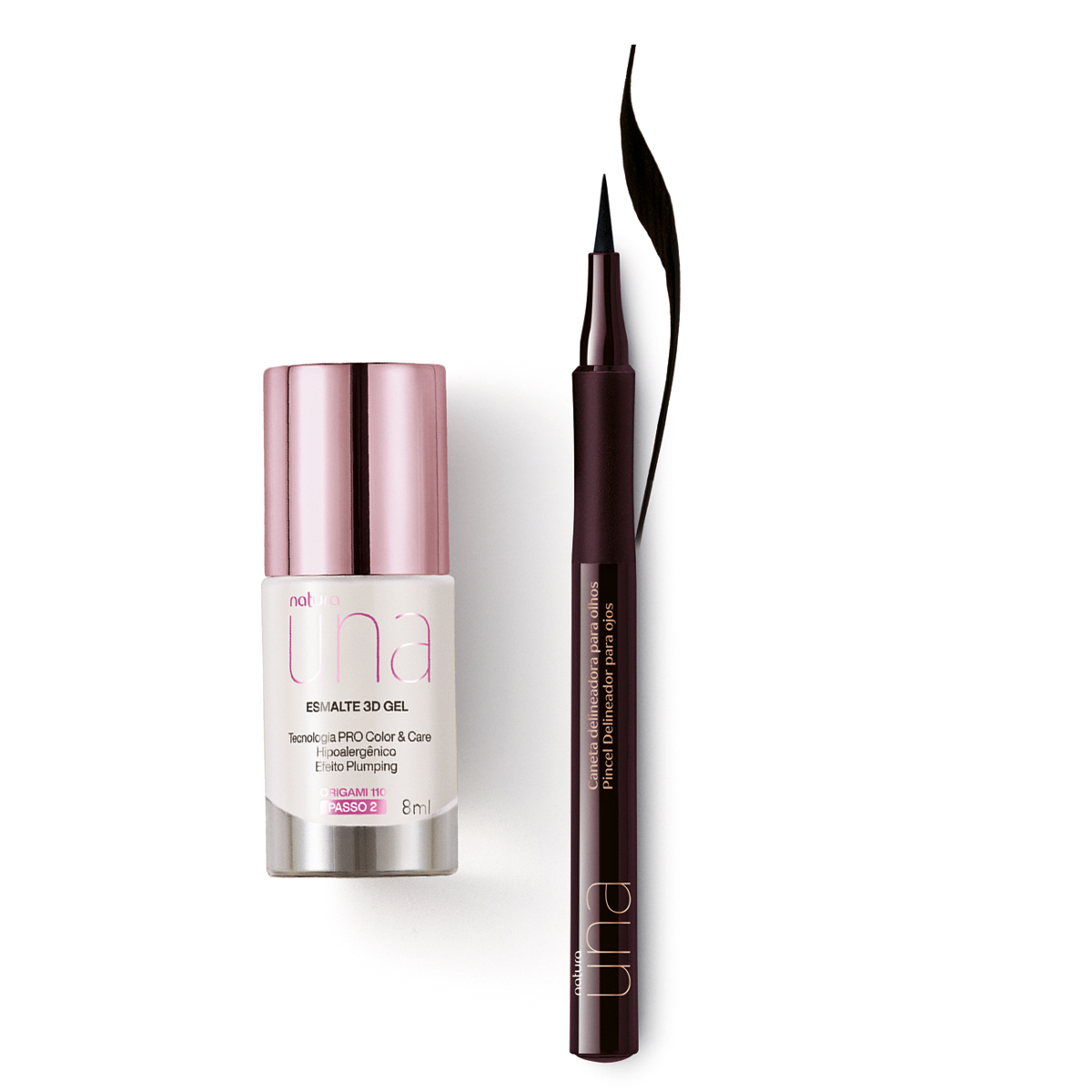 Kit Caneta Delineadora para Olhos e Esmalte 3D Gel Una