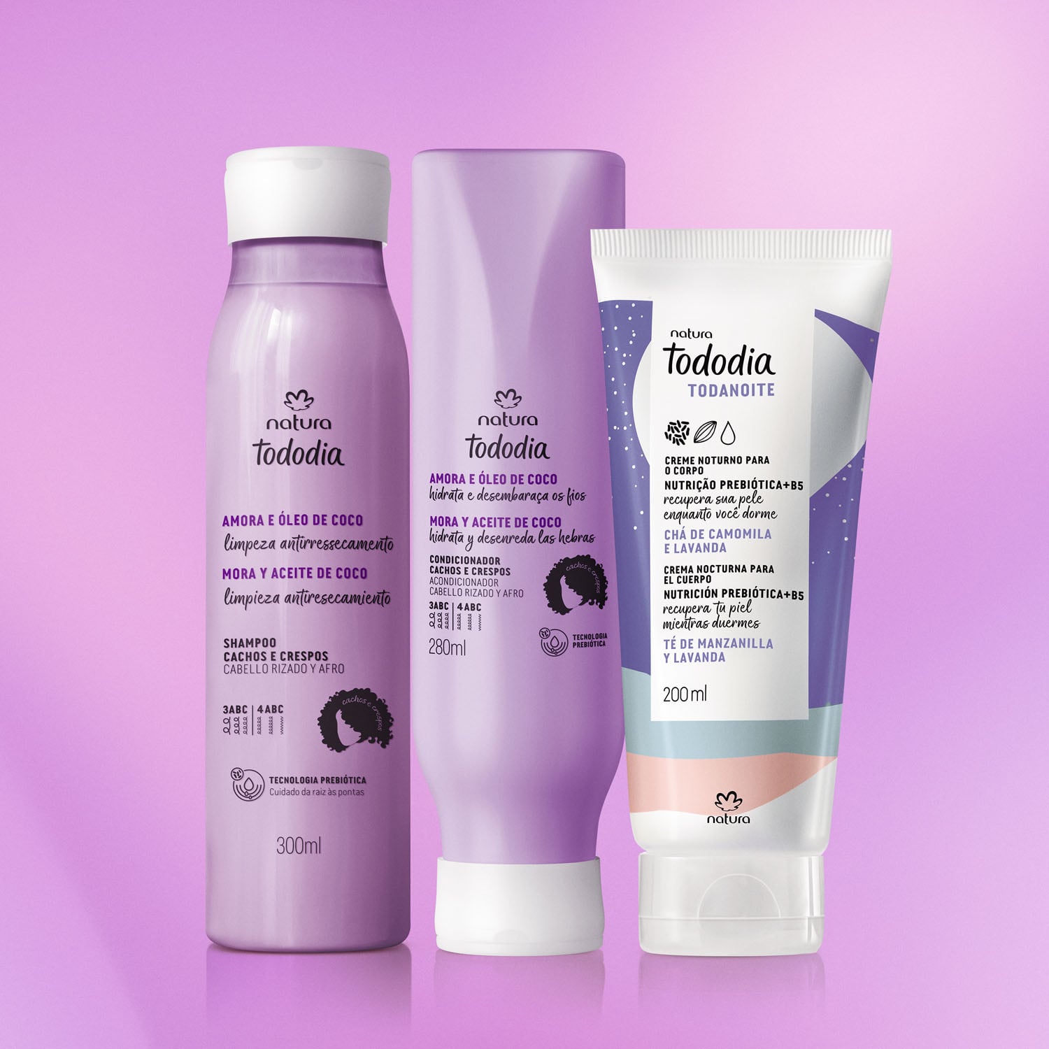 Kit Cuidado Diário Tododia Crespos e Cacheados e Creme Corporal Todanoite