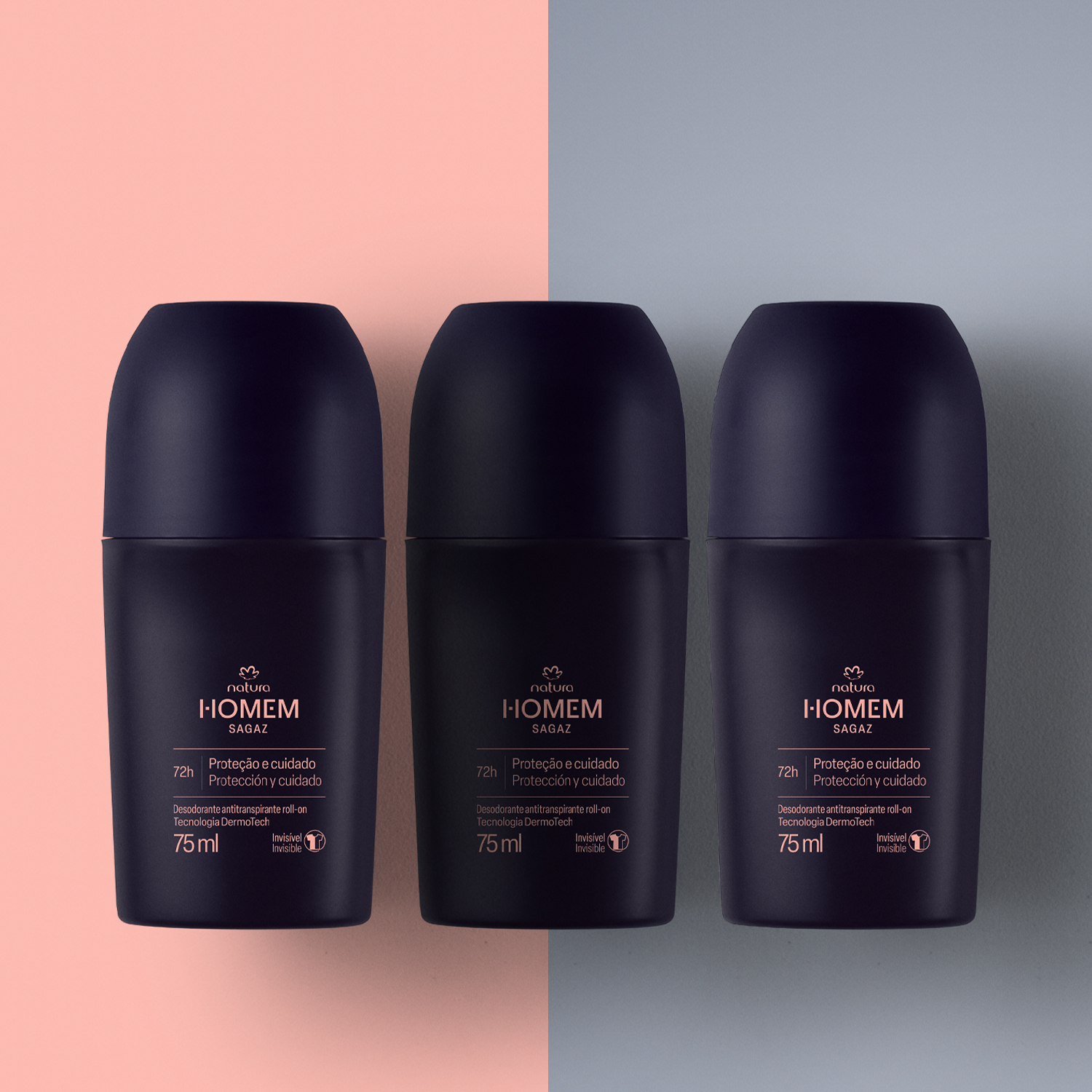 Kit Desodorante Antitranspirante Roll-on Natura Homem Sagaz (3 unidades)