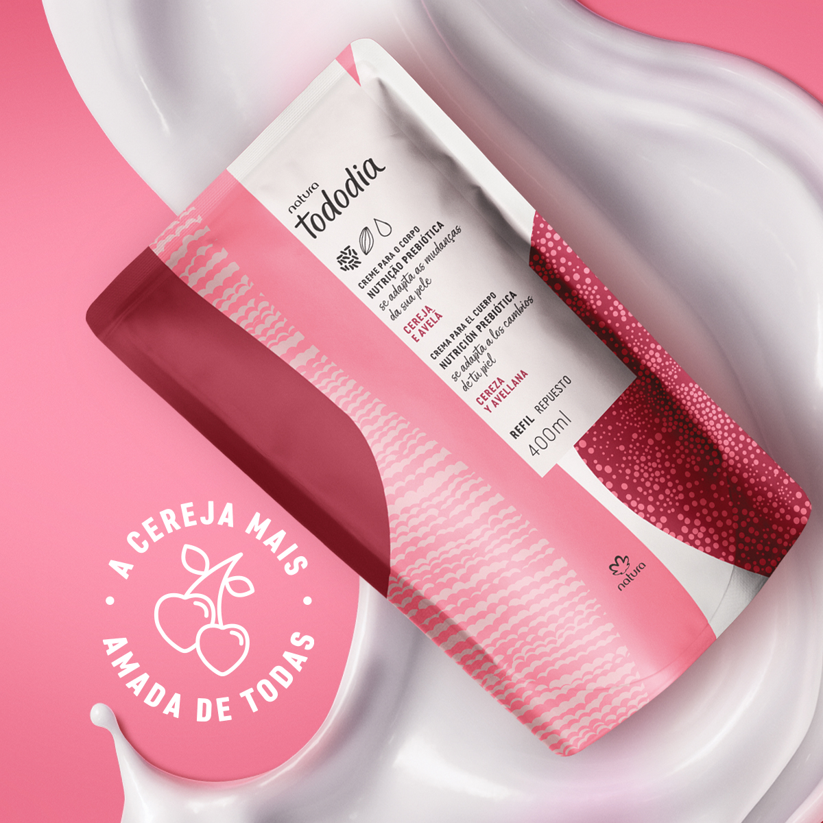 Refil Creme Desodorante Nutritivo para o Corpo Tododia Cereja e Avelã