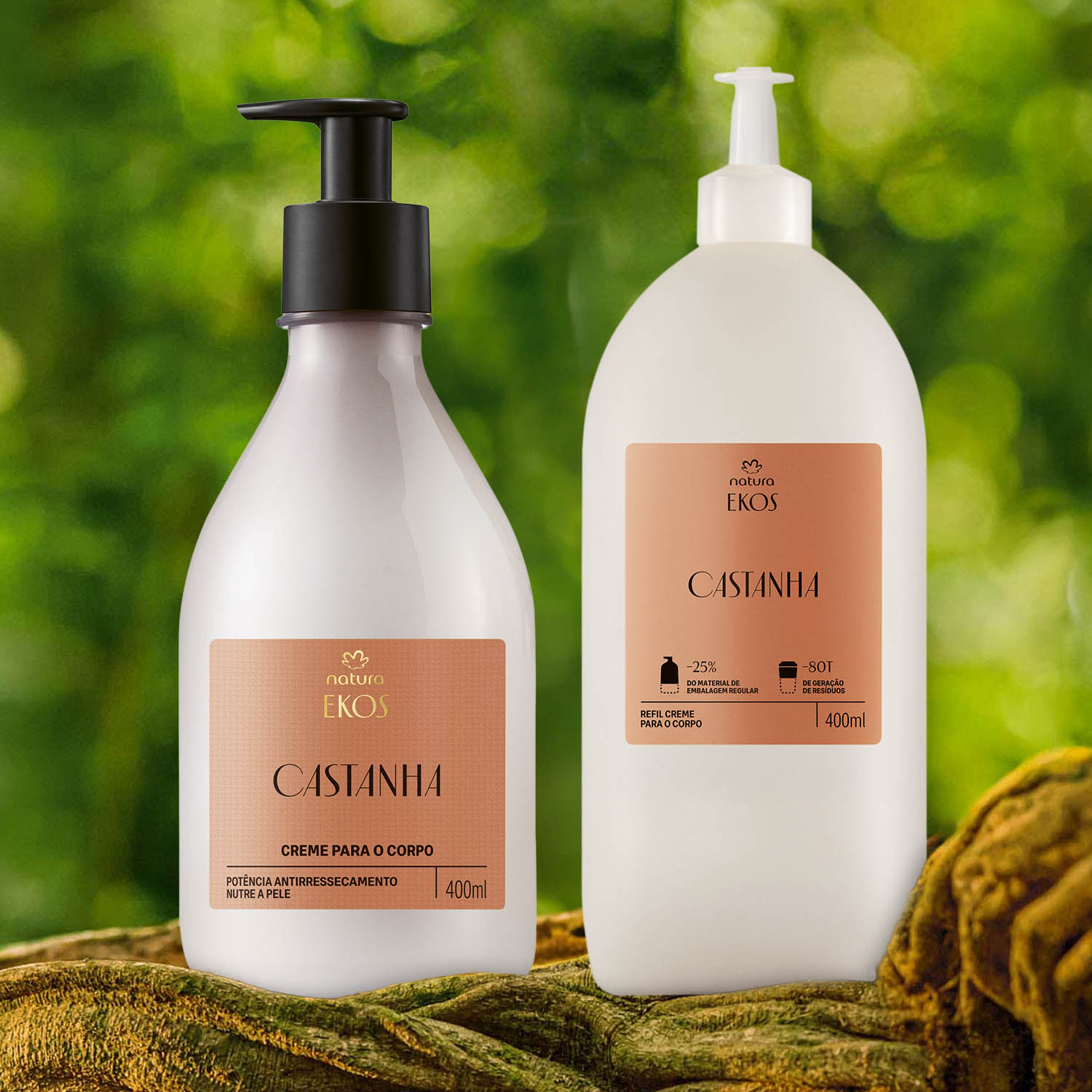 Kit Ekos Castanha Creme para o Corpo e Refil