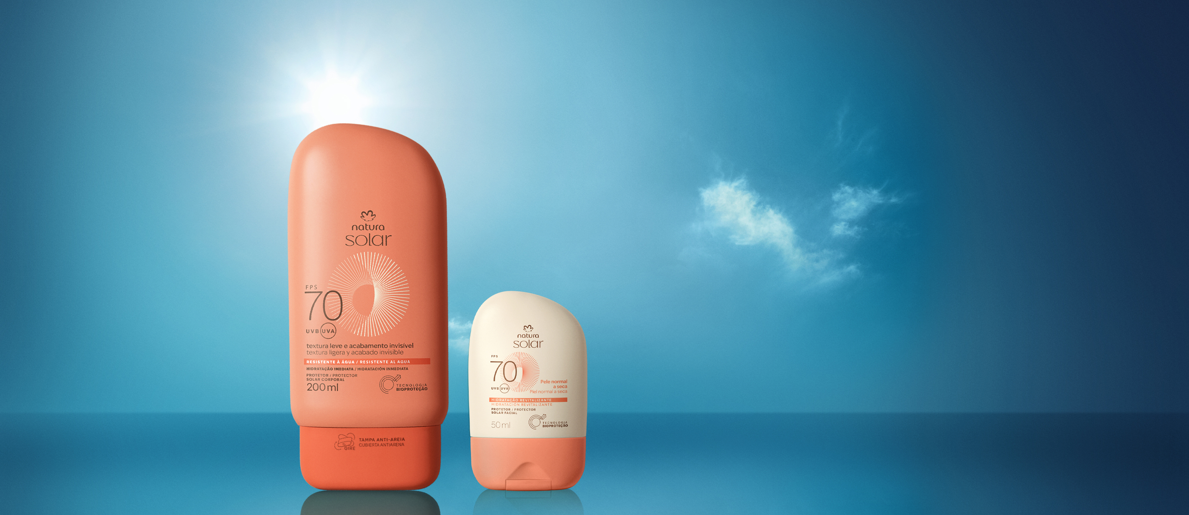 Kit Protetor Solar Facial Pele Normal a Seca e Protetor Solar Corporal FPS 50 Natura Solar