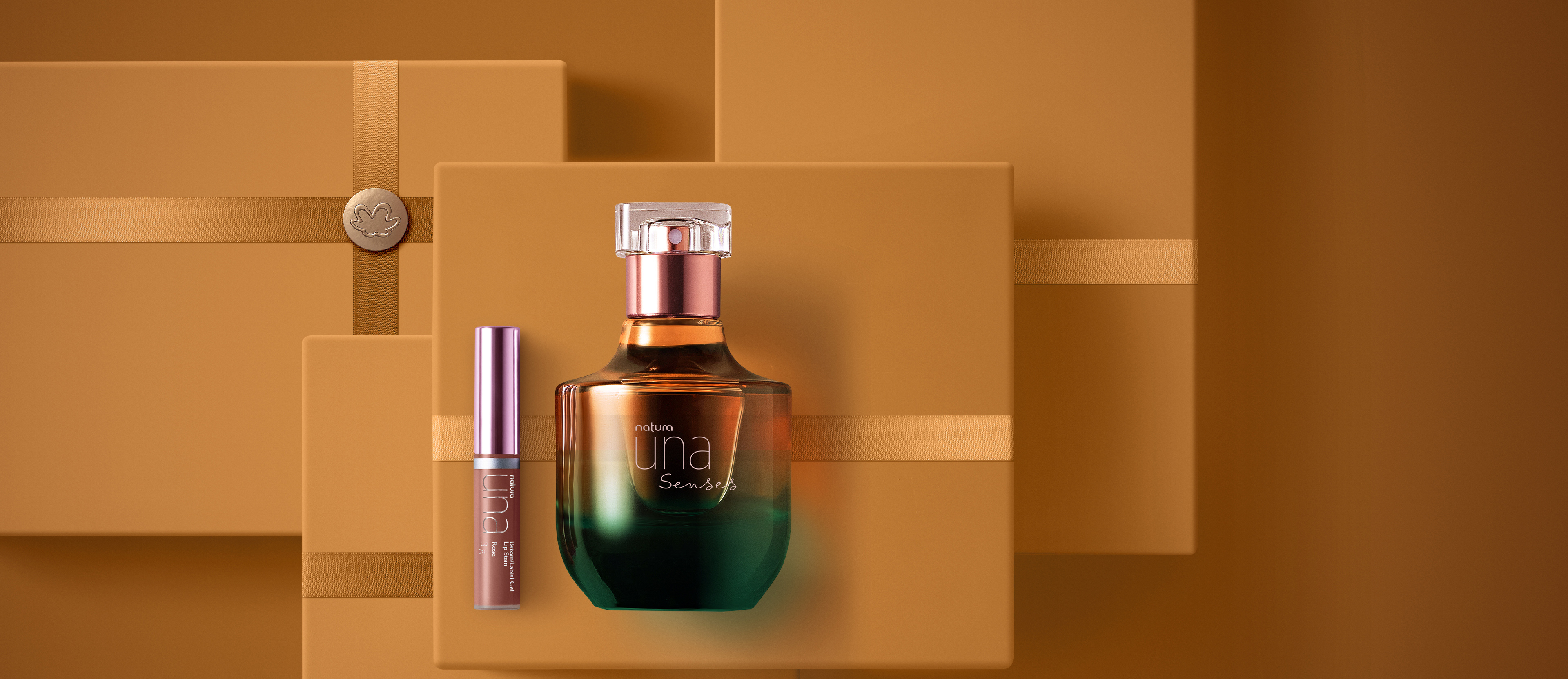 Presente Natura Una Senses e Batom Líquido Lipstain (2 produtos)