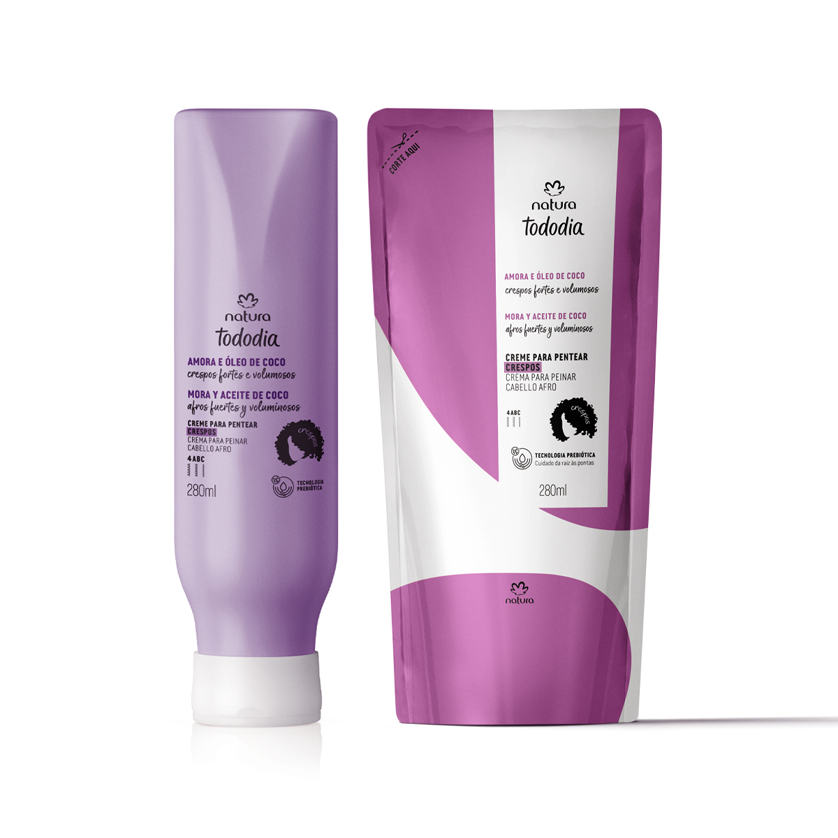 Kit Creme para Pentear Crespos Tododia Amora e Óleo de Coco com Refil 2 un de 280 ml Kit Creme para Pentear Crespos Tododia Amora e Óleo de Coco com Refil 2 un de 280 ml