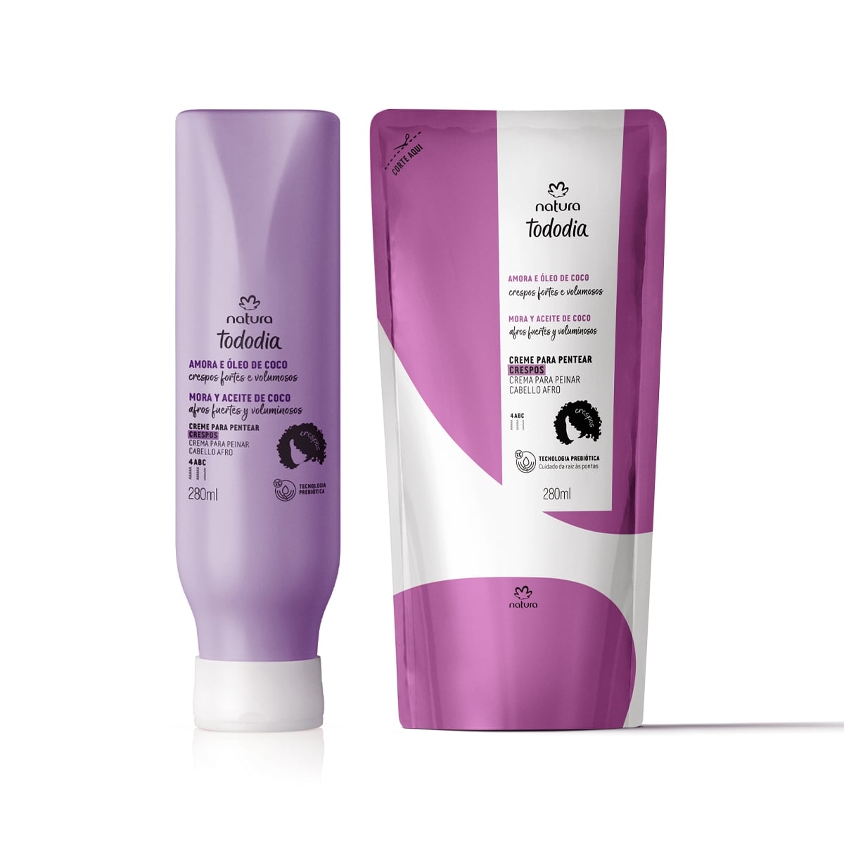 Kit Creme para Pentear Crespos Tododia Amora e Óleo de Coco com Refil (2 produtos)