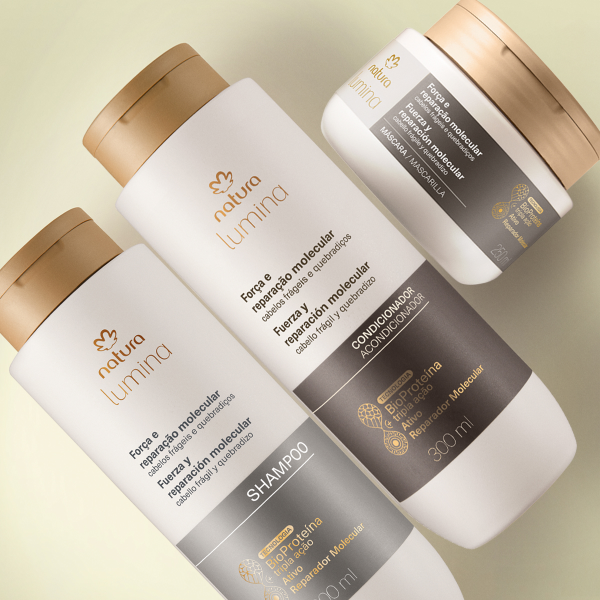 Kit Shampoo, Condicionador e Máscara Lumina Força e Reparação Molecular (3 produtos)