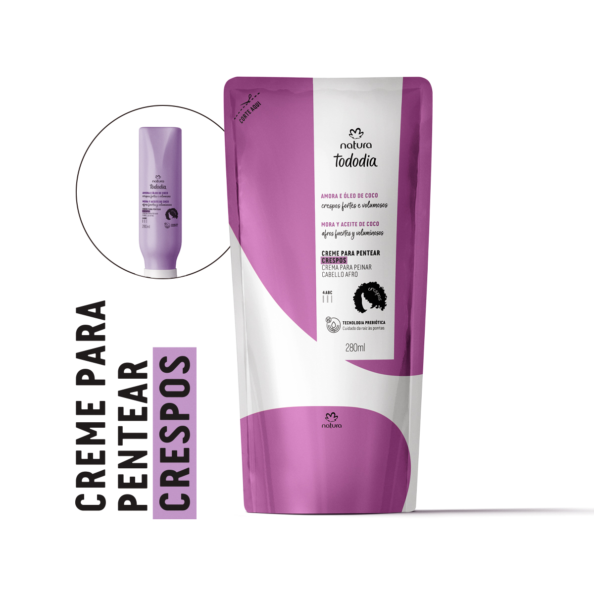 Refil Creme para Pentear Crespos Tododia Amora e Óleo de Coco 280 ml