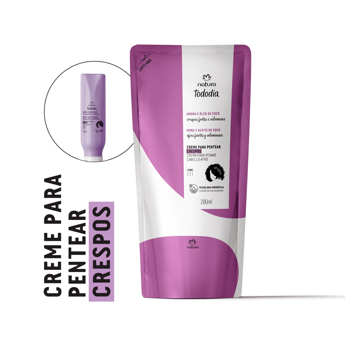 Refil Creme para Pentear Crespos Tododia Amora e Óleo de Coco