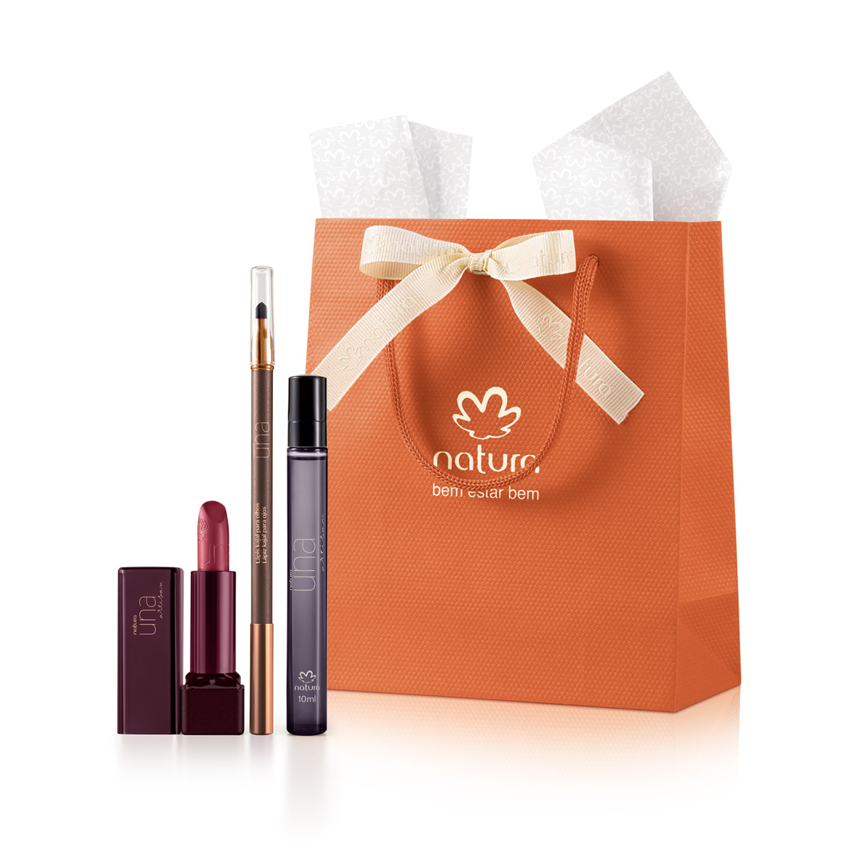 Presente Natura Una Artisan Deo Parfum, Batom e Lápis (3 produtos)