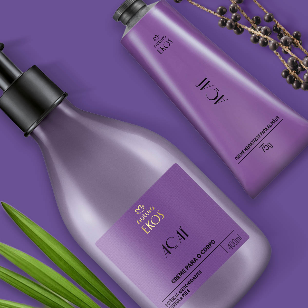 Kit Ekos Açaí Creme para o Corpo e Mãos