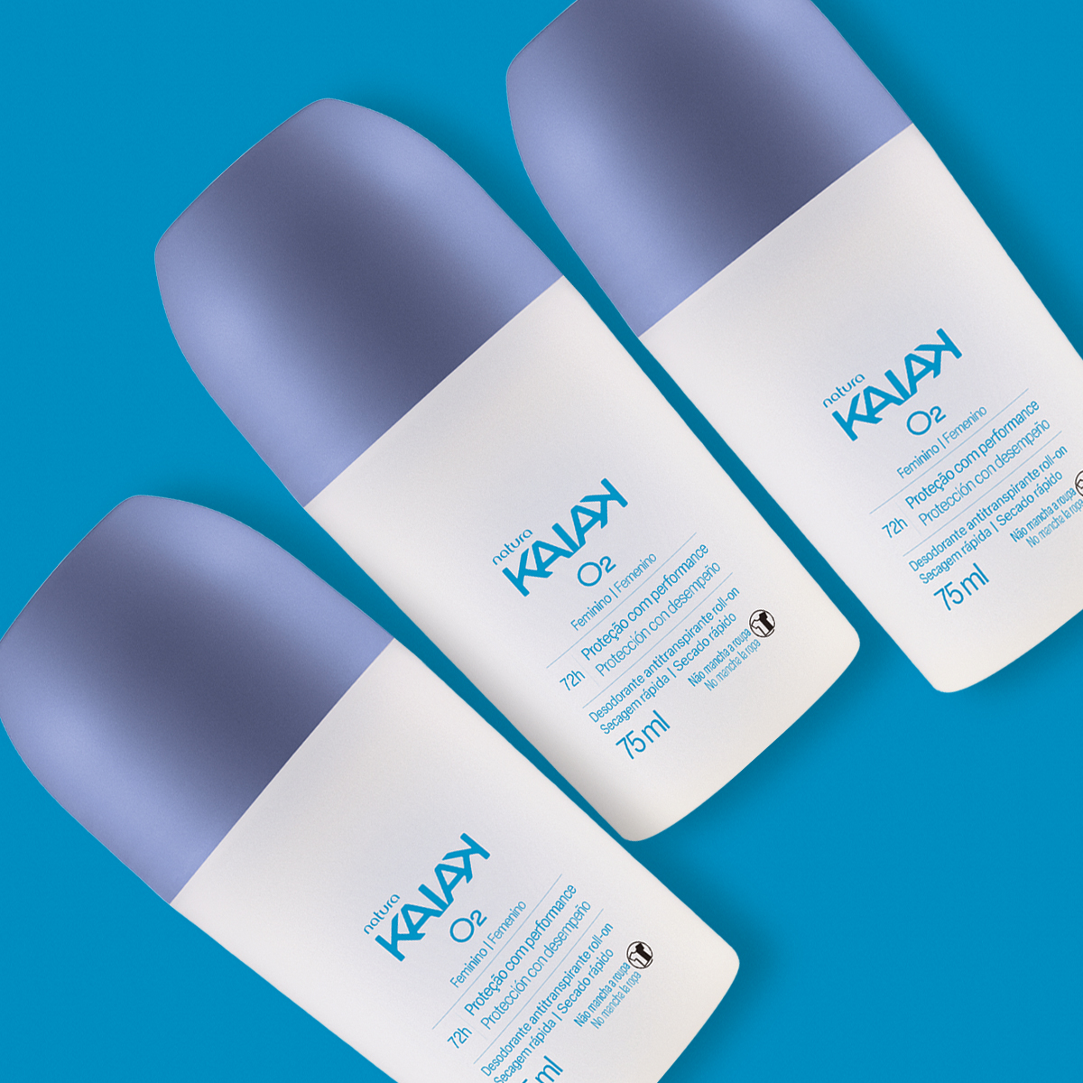 Kit Desodorante Antitranspirante Roll-on Kaiak O2 Feminino (3 unidades)