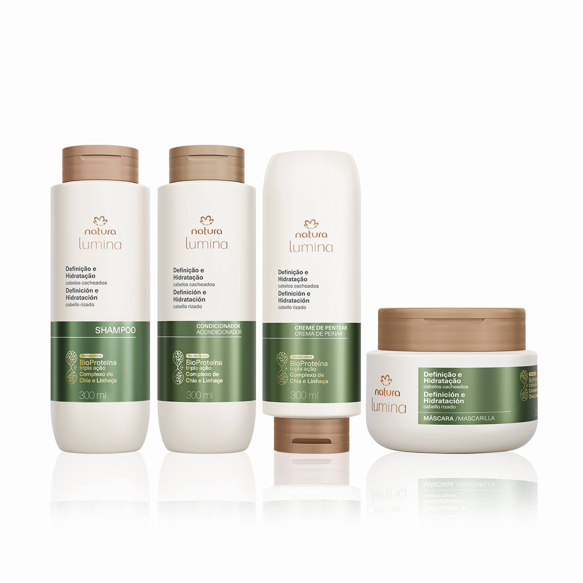 Kit Lumina Cacheados Shampoo, Condicionador, Máscara e Creme de Pentear (4 produtos) Kit Lumina Cacheados Shampoo, Condicionador, Máscara e Creme de Pentear (4 produtos)