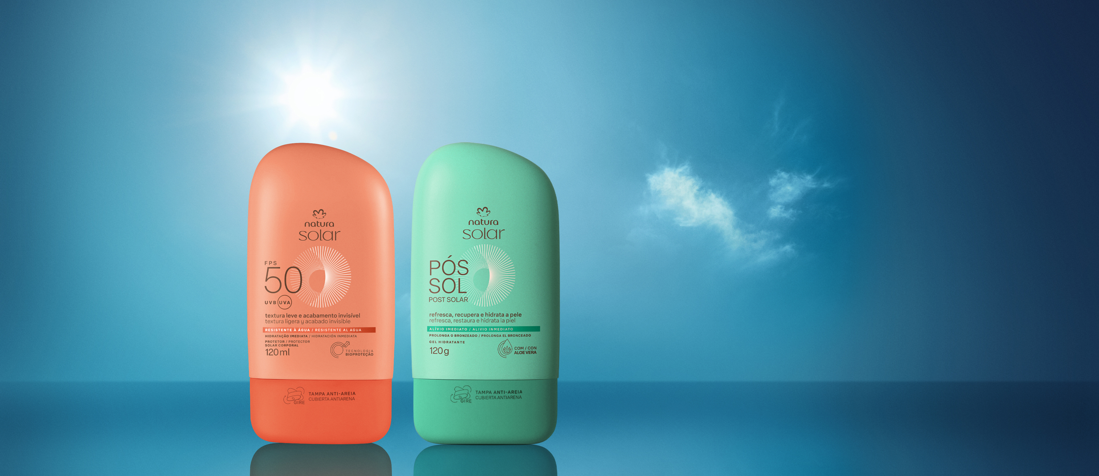 Kit Protetor Solar Corporal FPS 50 e Gel Hidratante Pós-sol Natura Solar