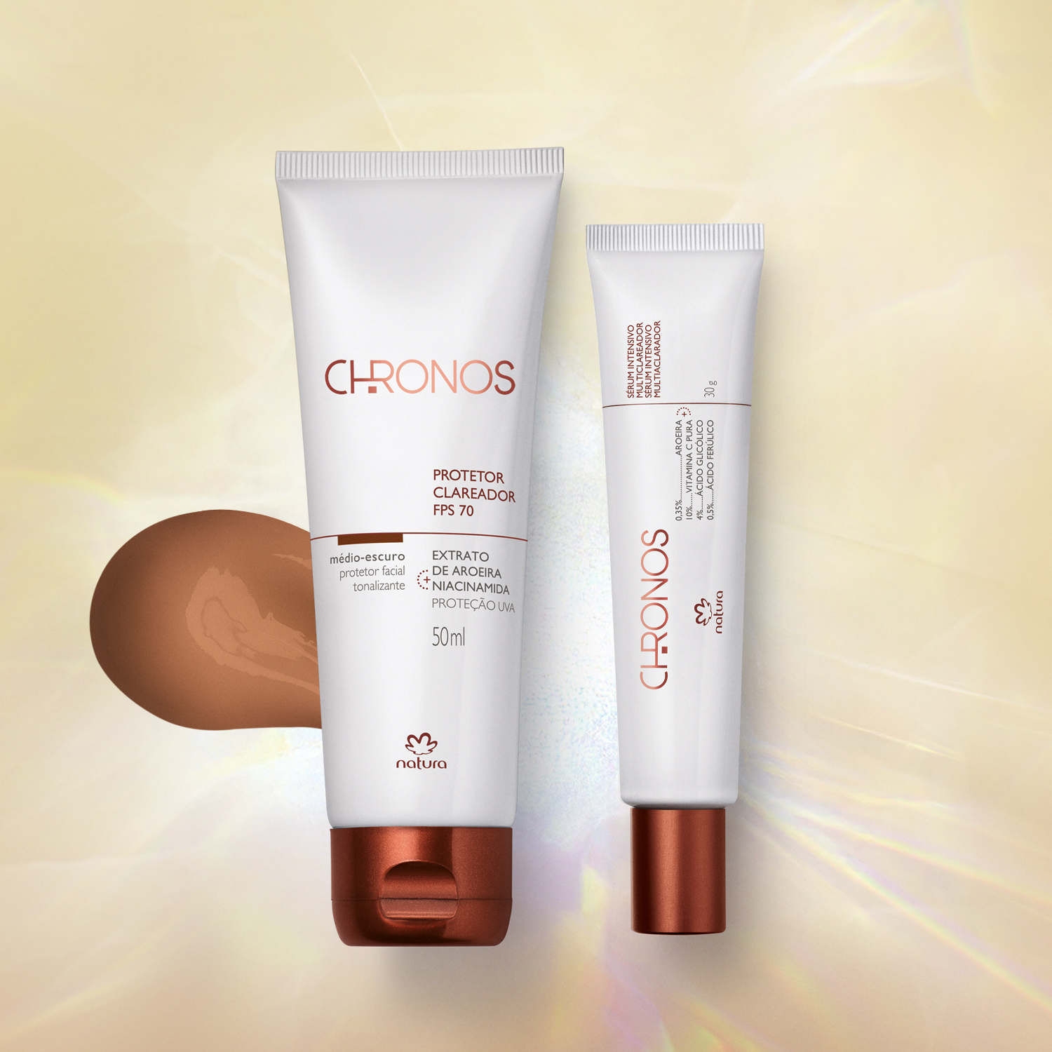 Kit Sérum e Protetor Multiclareador FPS 70 Chronos Derma (2 produtos)