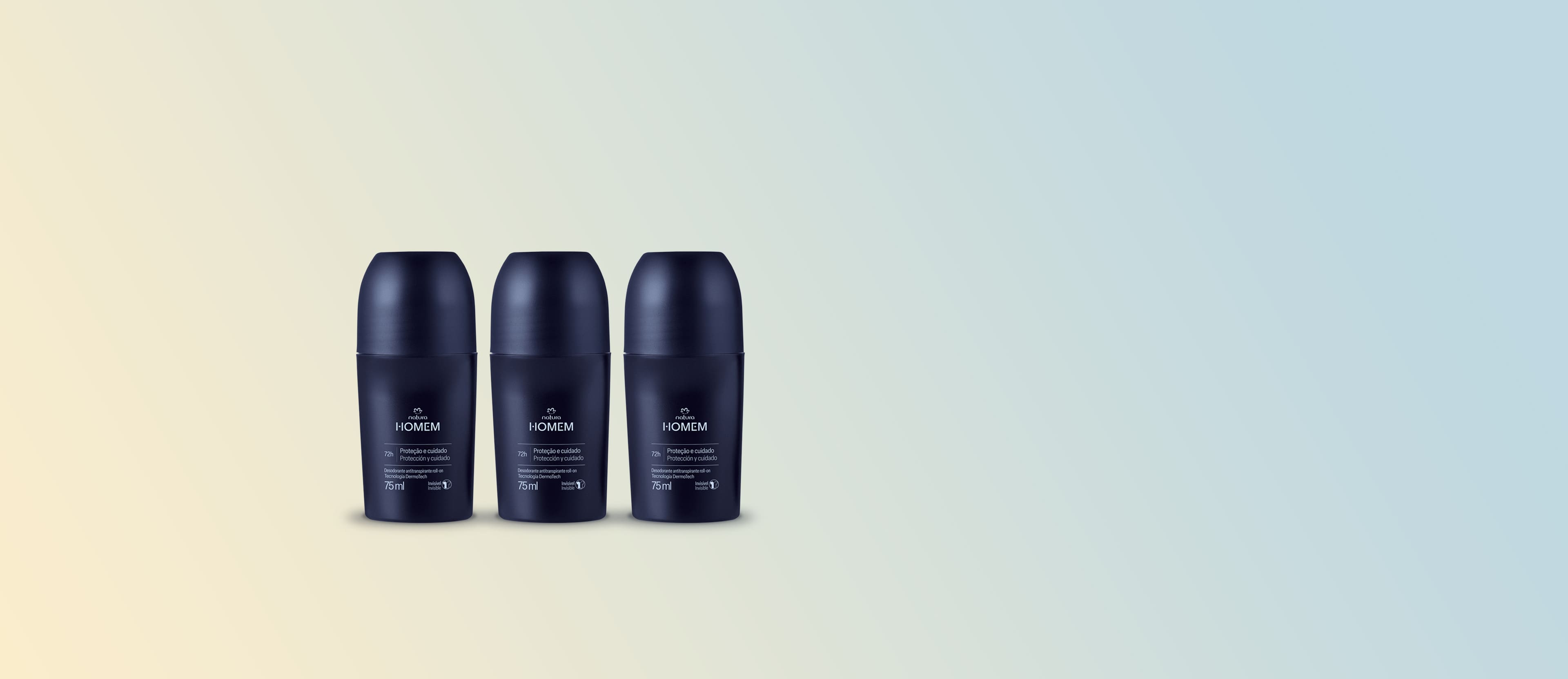 Kit Desodorante Antitranspirante Roll-On Natura Homem Clássico (3 unidades)