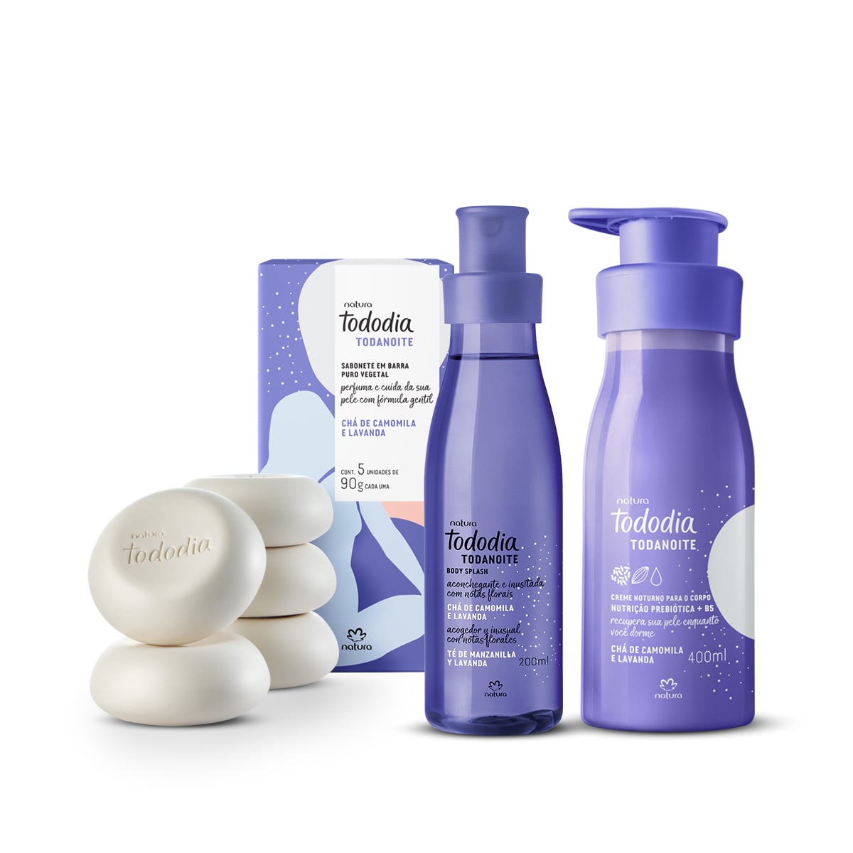 Kit Tododia Todanoite com Sabonete, Hidratante e Body Splash (3 produtos)