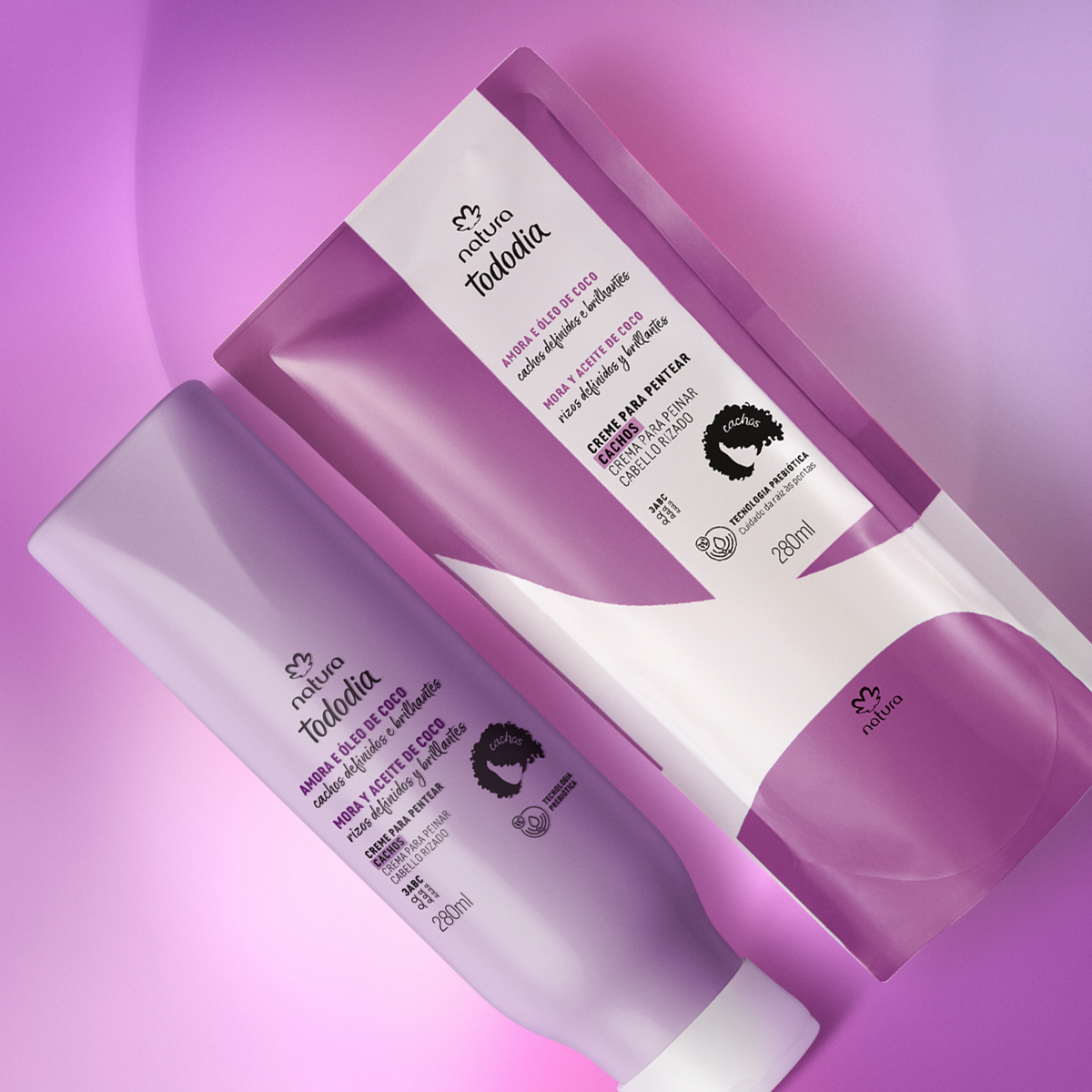 Kit Creme para Pentear Cachos Tododia Amora e Óleo de Coco com Refil (2 produtos)