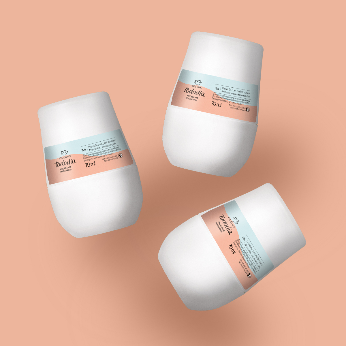 Kit Desodorante Antitranspirante Roll-on Tododia Macadâmia (3 unidades)