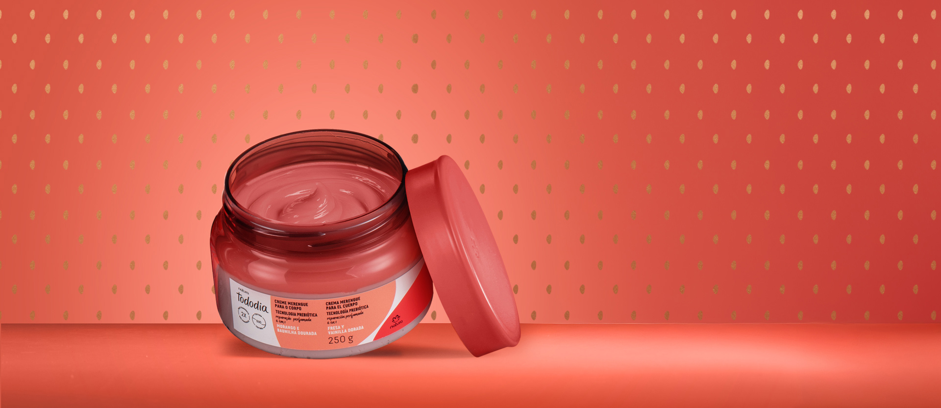 Creme Merengue para o Corpo Tododia Morango e Baunilha Dourada
