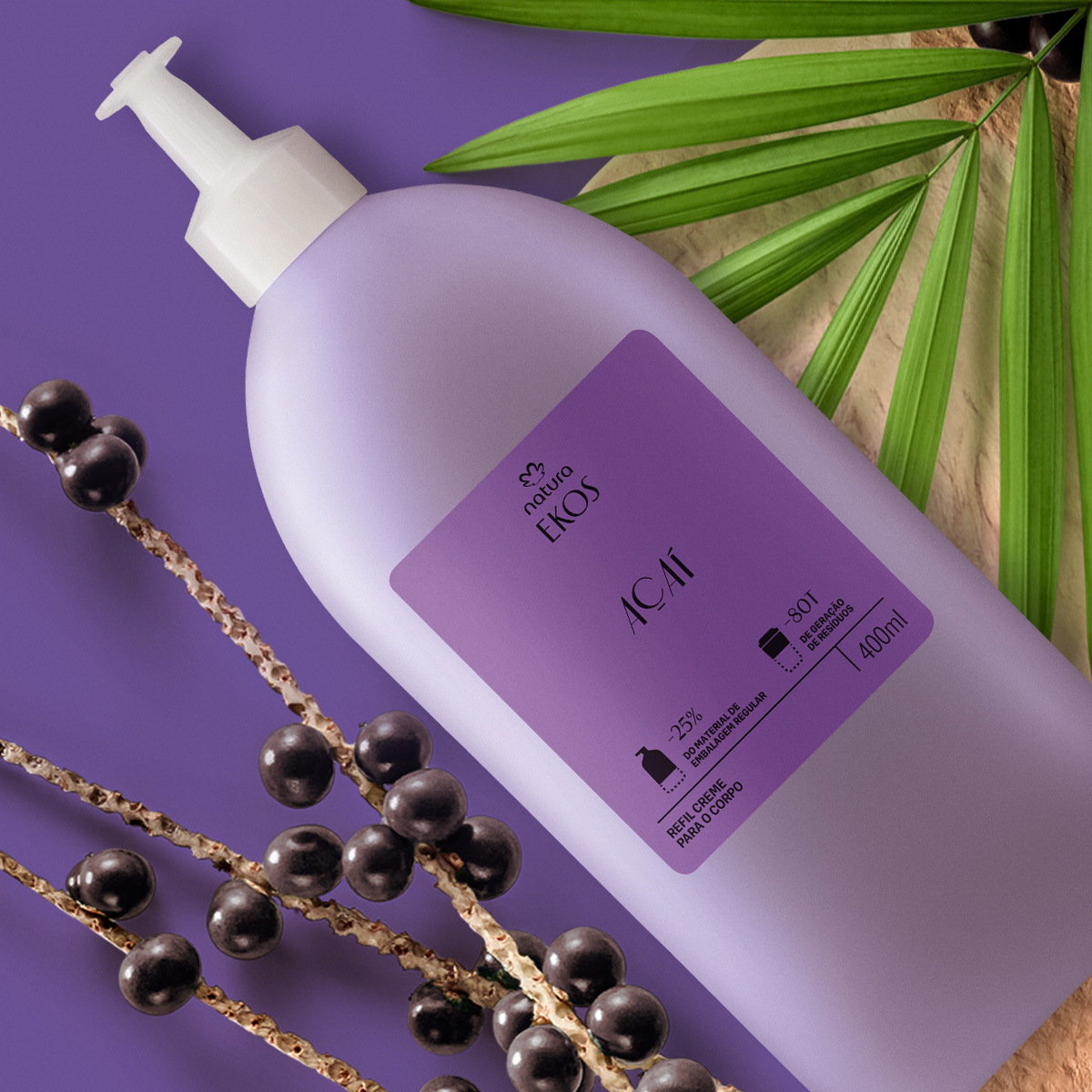 Refil Creme Desodorante Hidratante para o Corpo Ekos Açaí