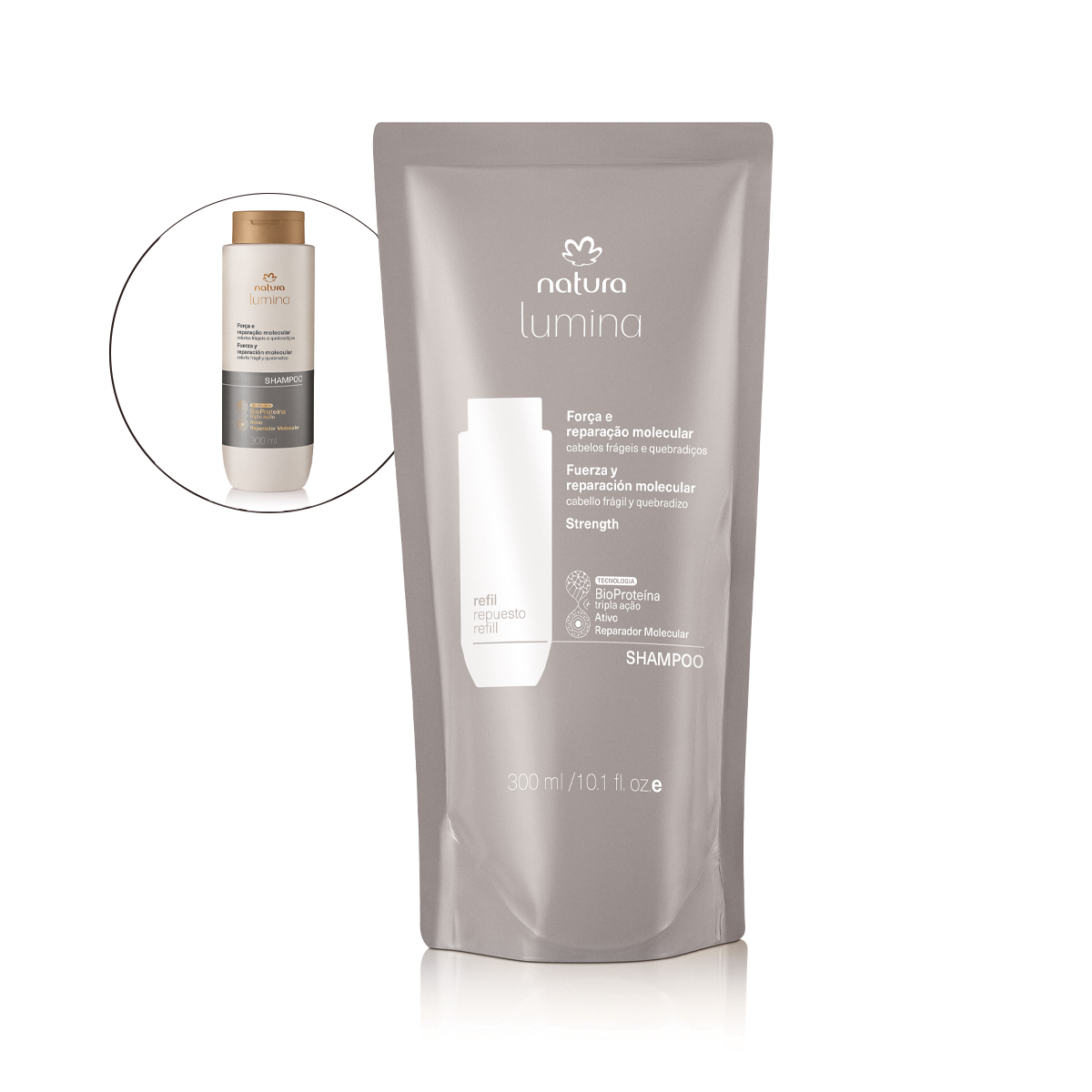 Refil Shampoo Força e Reparação Molecular Lumina 300 ml Refil Shampoo Força e Reparação Molecular Lumina 300 ml