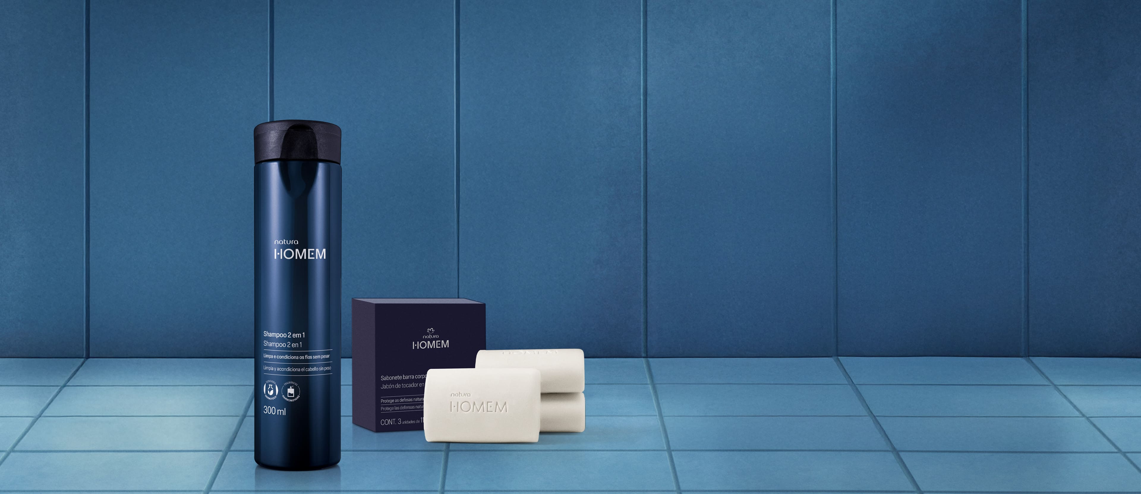 Kit Shampoo 2 em 1 e Sabonete Corpo e Barba Natura Homem (2 produtos)