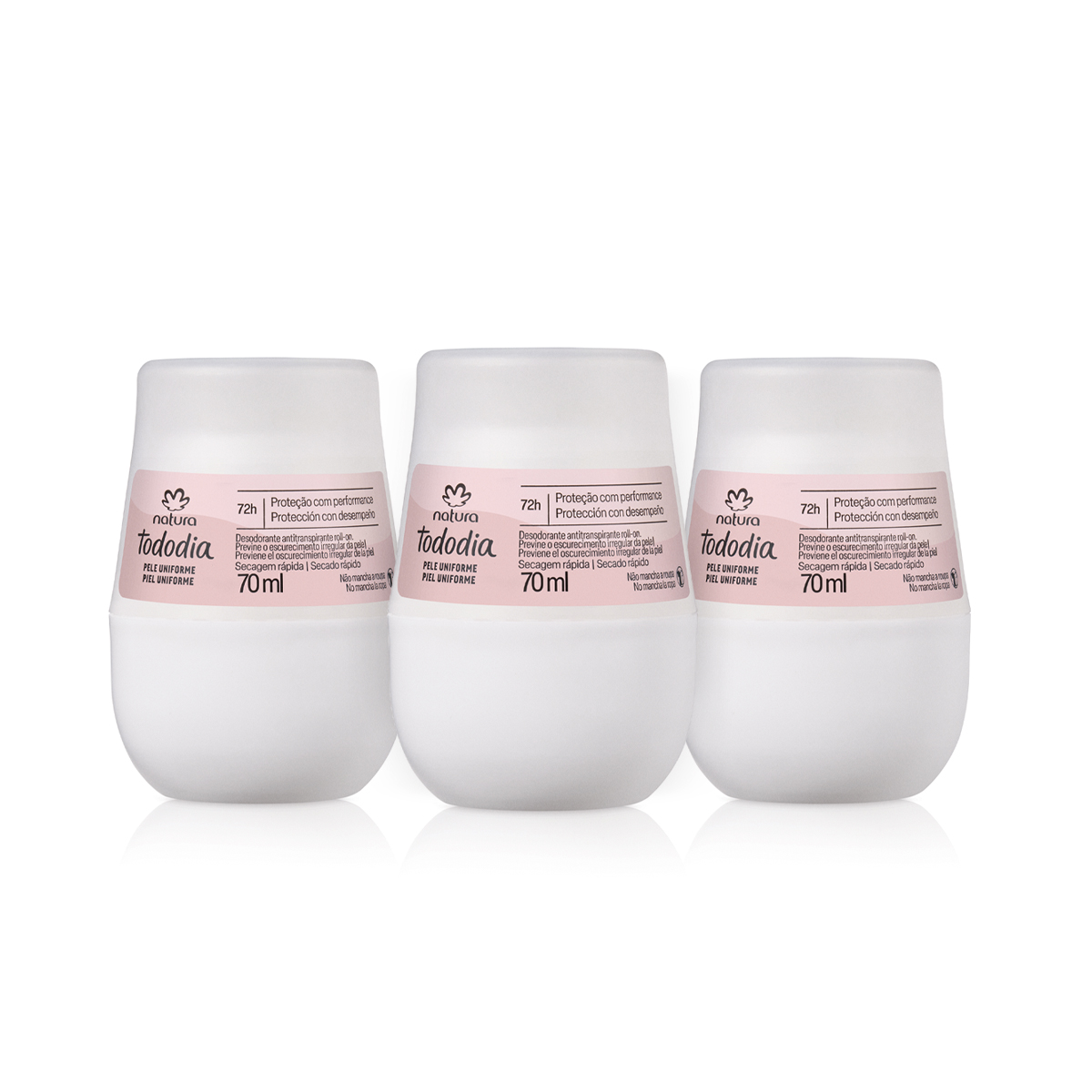 Kit Desodorante Antitranspirante Roll-on Tododia Pele Uniforme 70 ml (3 unidades) Kit Desodorante Antitranspirante Roll-on Tododia Pele Uniforme 70 ml (3 unidades)