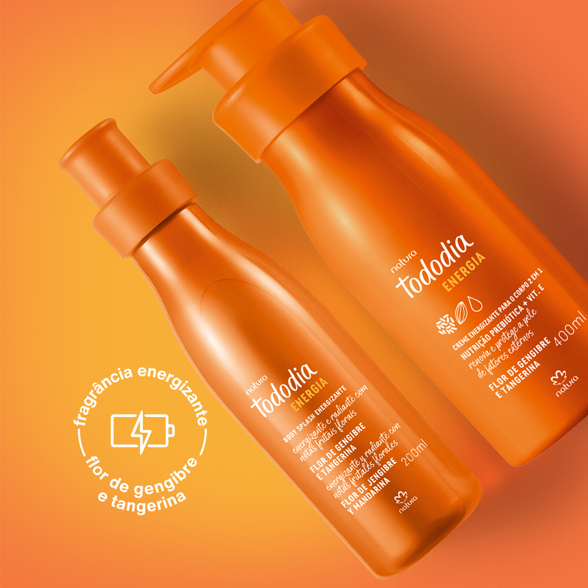 Kit Tododia Energia Flor de gengibre e Tangerina com Body Splash (2 produtos)