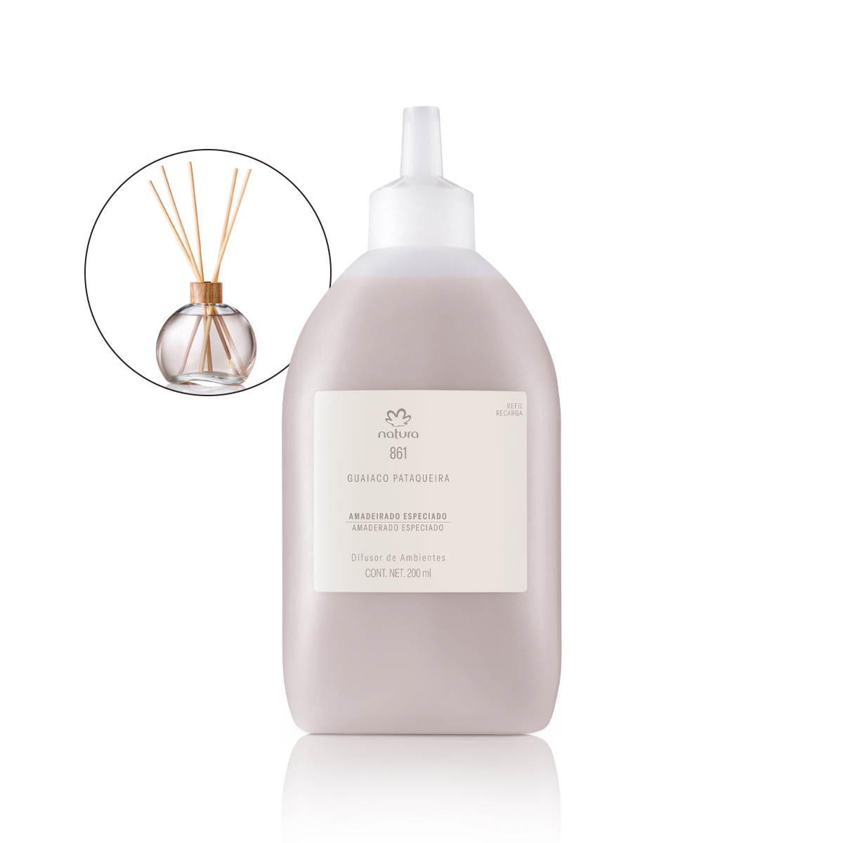 Refil Difusor Natura 861 Guaiaco Pataqueira 200 ml sem vareta