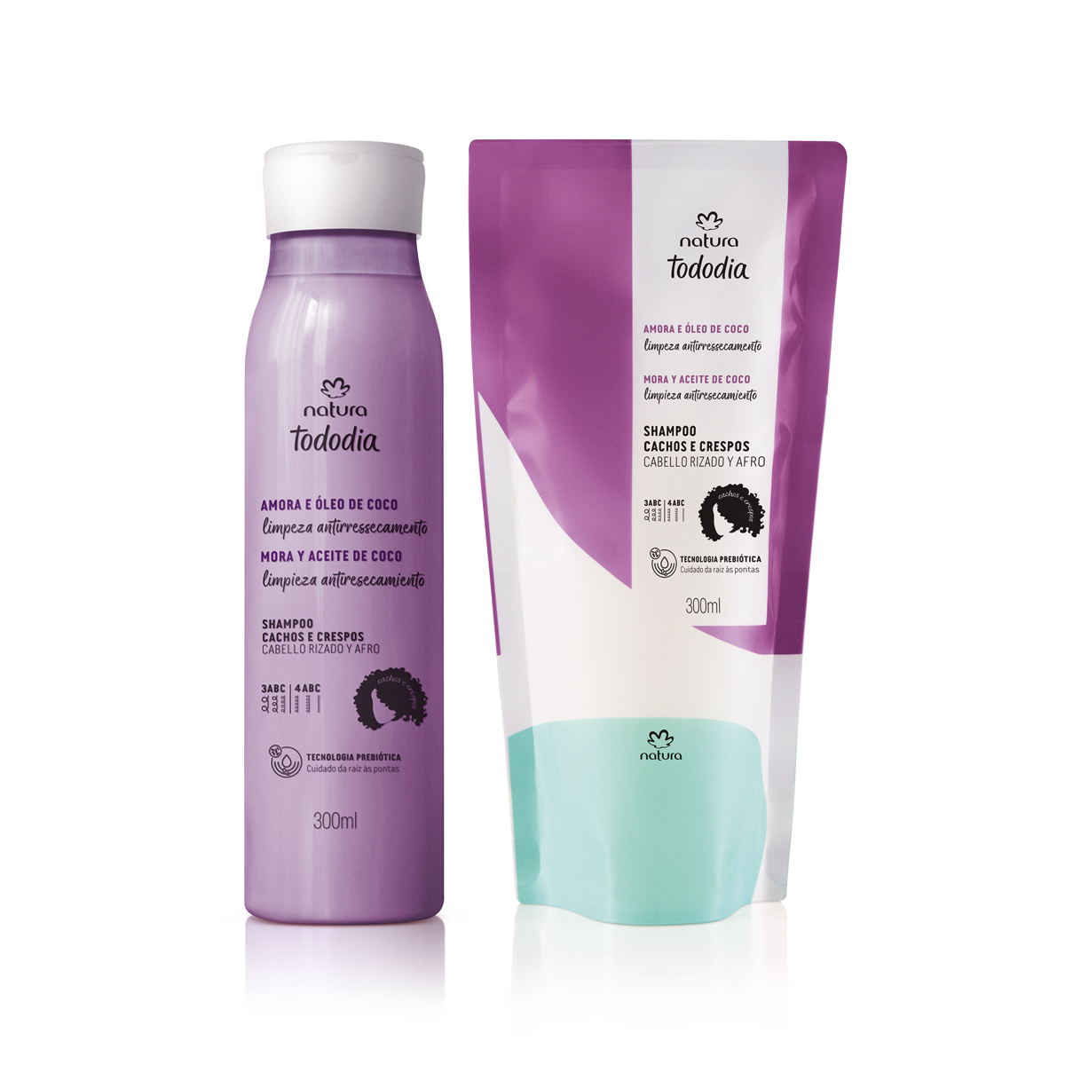 Kit Shampoo Cachos e Crespos Tododia Amora e Óleo de Coco com Refil 2 un de 300 ml Kit Shampoo Cachos e Crespos Tododia Amora e Óleo de Coco com Refil 2 un de 300 ml