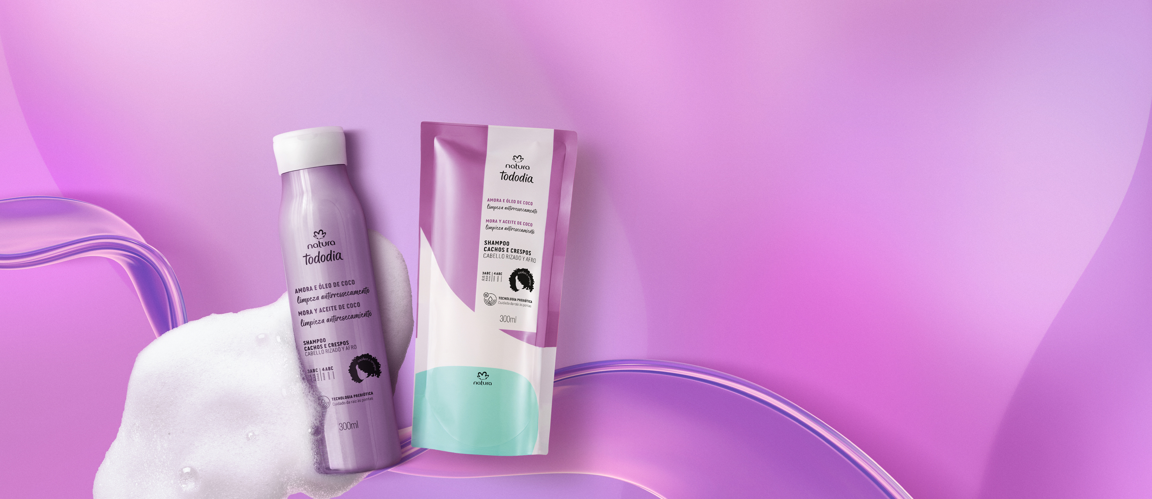 Kit Shampoo Cachos e Crespos Tododia Amora e Óleo de Coco com Refil (2 produtos)