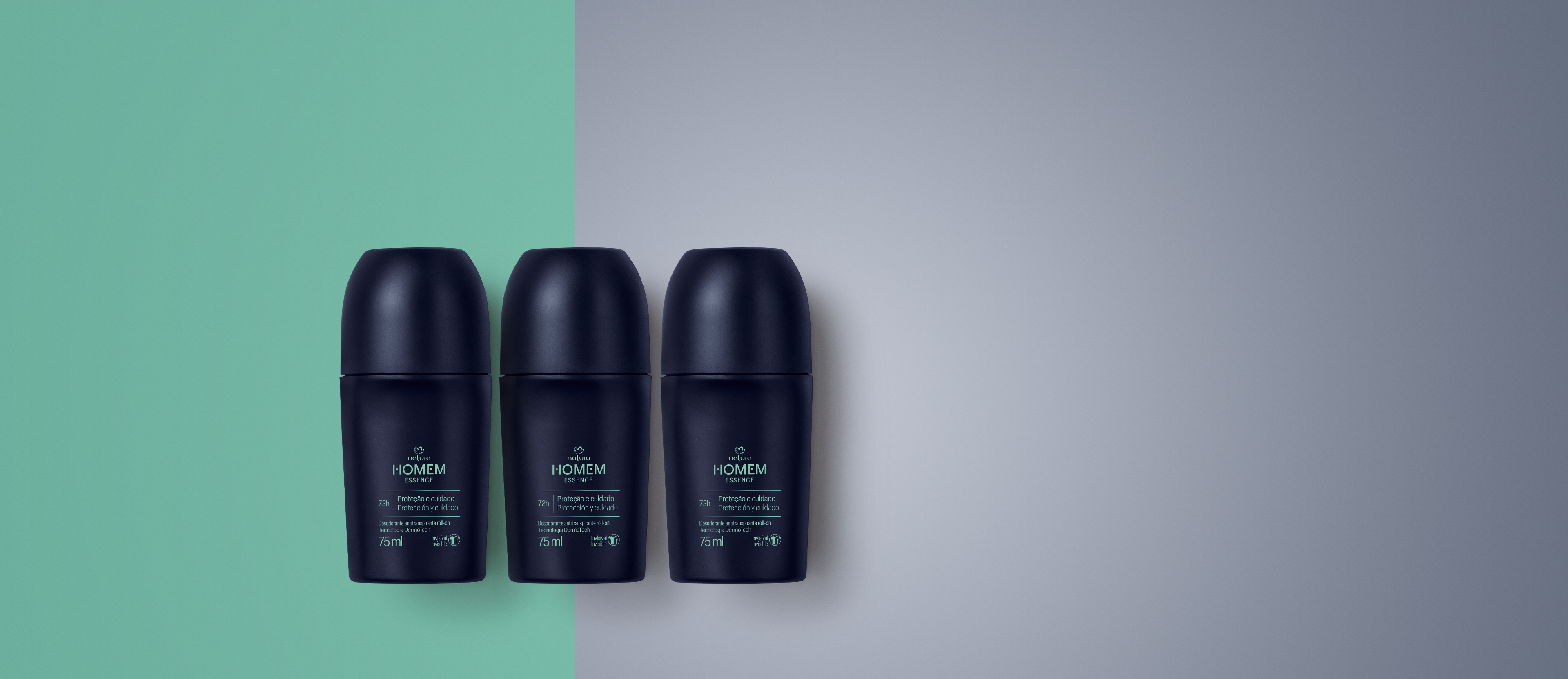 Kit Desodorante Antitranspirante Roll-On Natura Homem Essence (3 unidades)