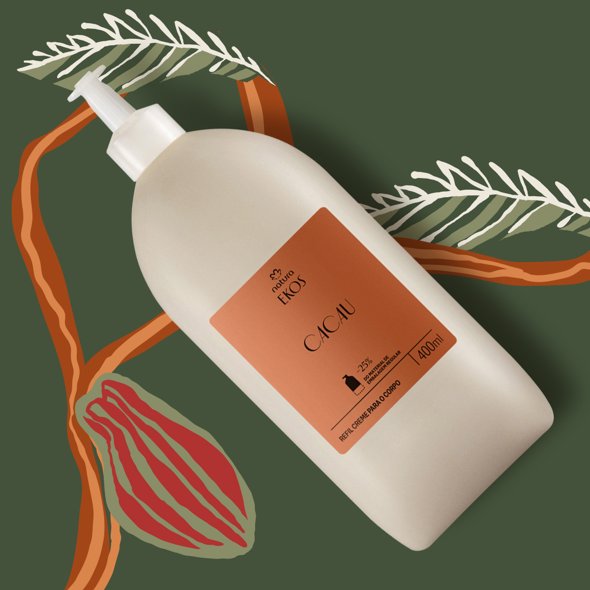 Refil Creme Desodorante Hidratante para o Corpo Ekos Cacau