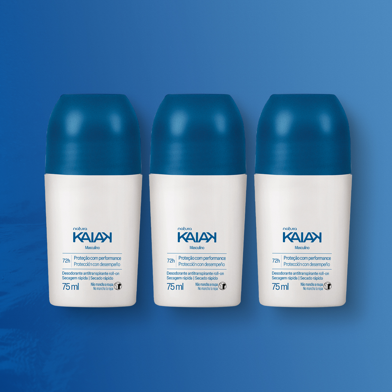 Kit Desodorante Antitranspirante Roll-on Kaiak Masculino (3 unidades)