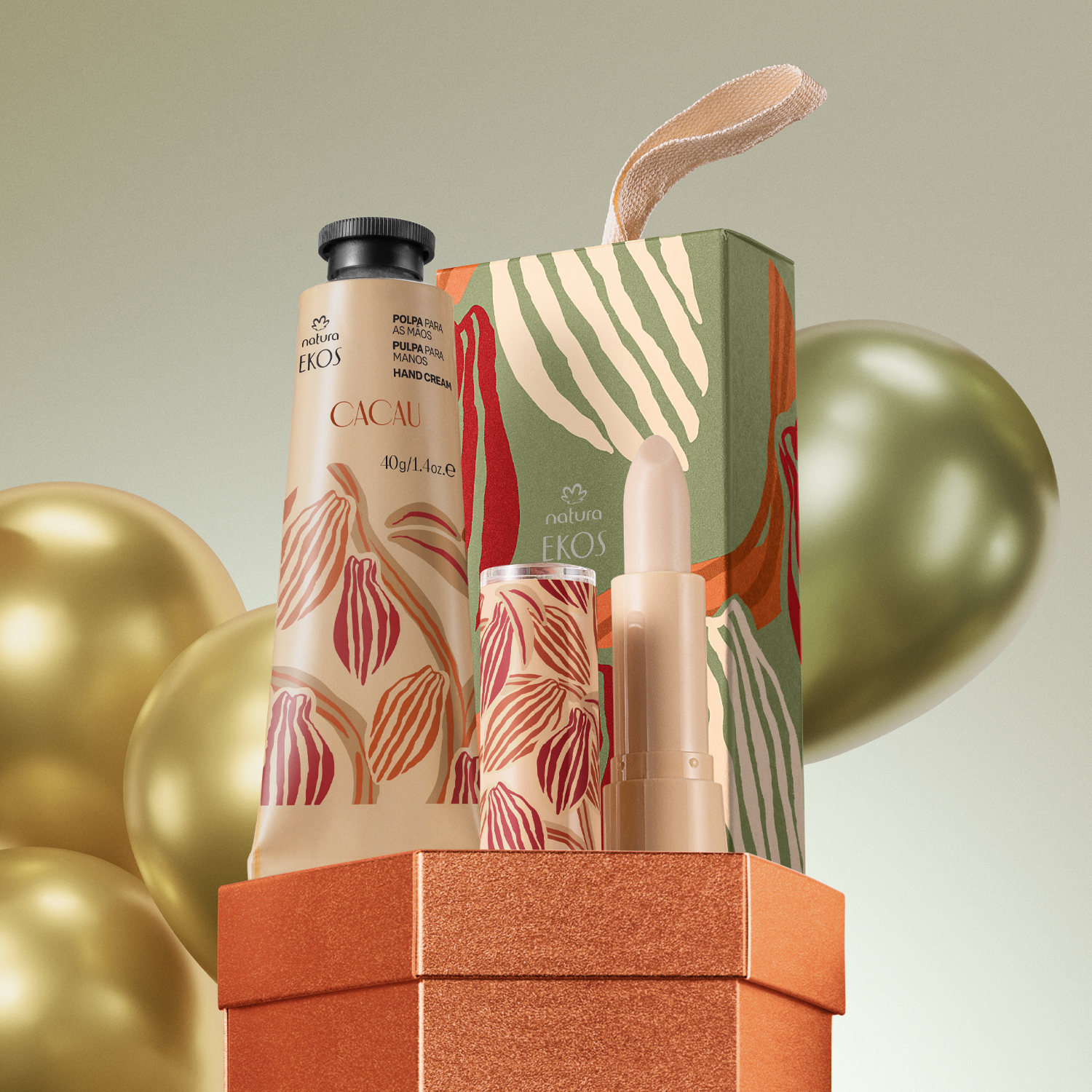 Presente Natura Ekos Cacau Kit Hidratante para Mãos e Lábios (2 produtos)