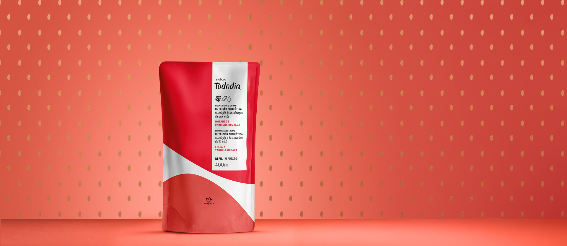 Refil Creme Desodorante Nutritivo para o Corpo Tododia Morango e Baunilha Dourada