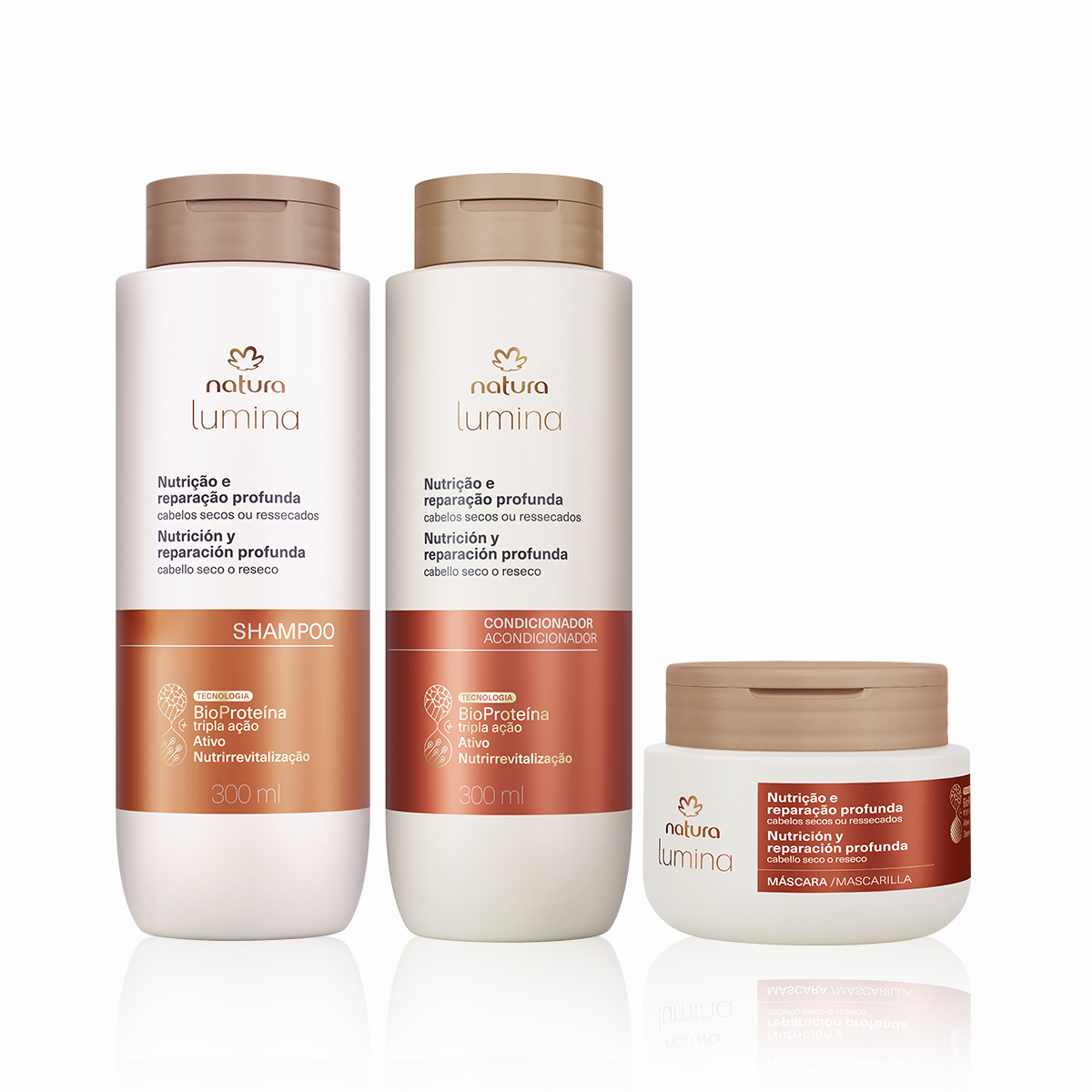 Kit Lumina Nutrição e Reparação Shampoo, Condicionador e Máscara (3 produtos)