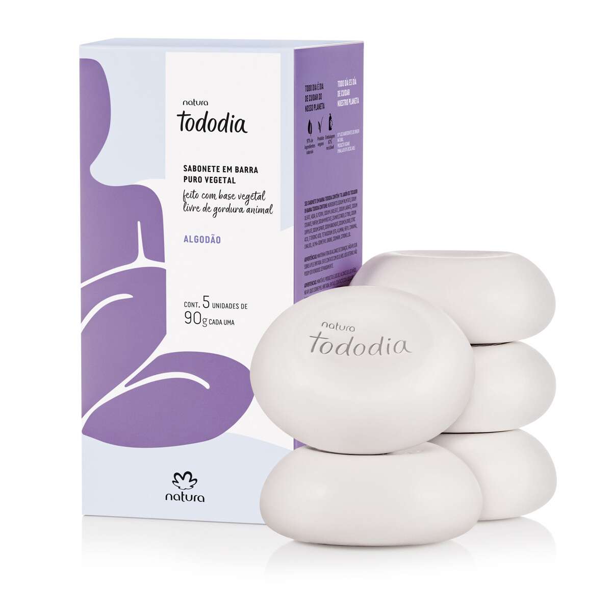 Sabonete em Barra Puro Vegetal Tododia Algodão 5 un de 90 g cada