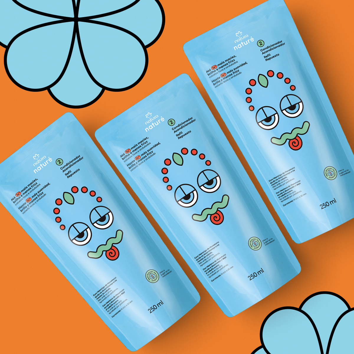 Kit Refil Condicionador para Cabelos Lisos e Ondulados Naturé (3 unidades)