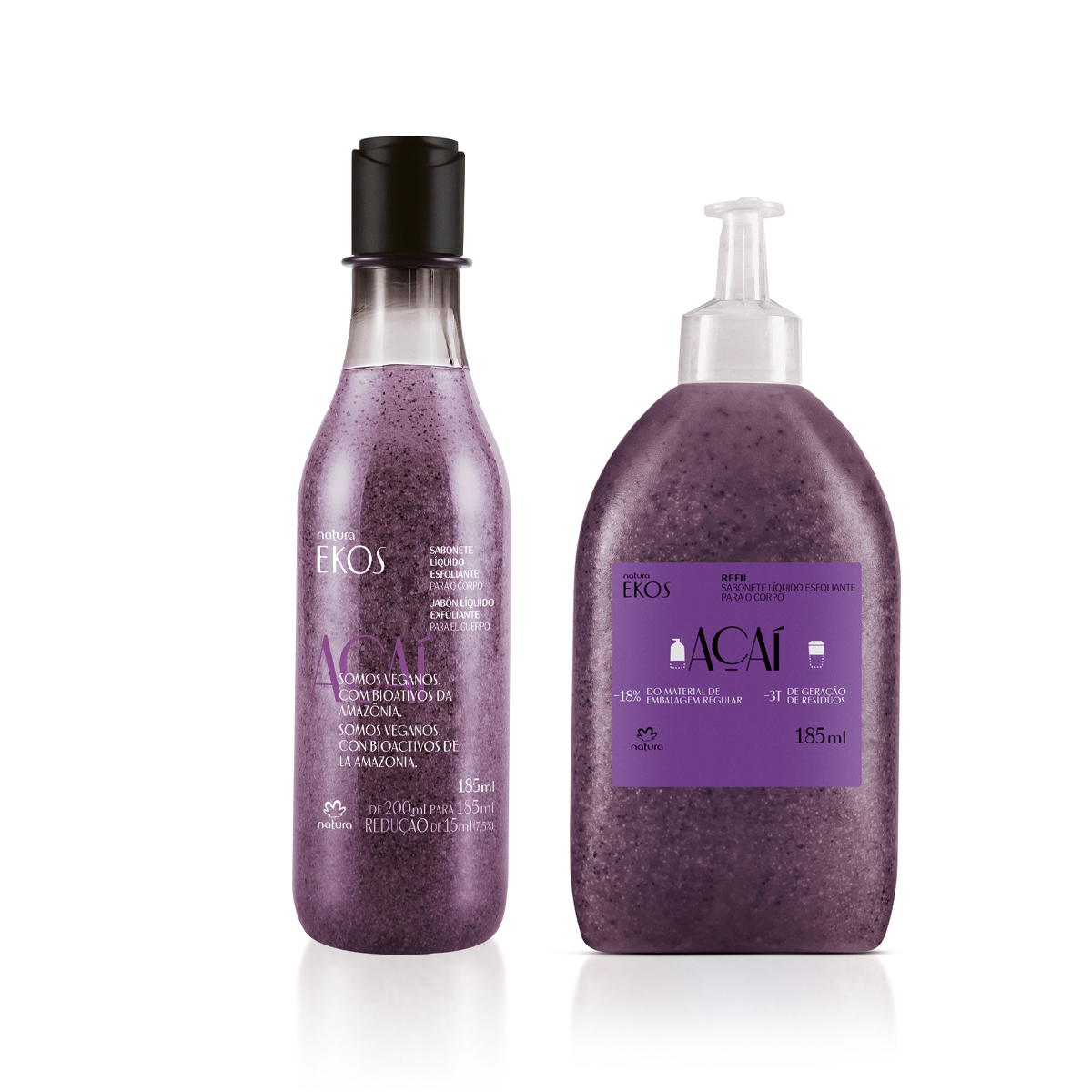 Kit Sabonete Líquido Esfoliante Corporal Ekos Açaí com Refil
  