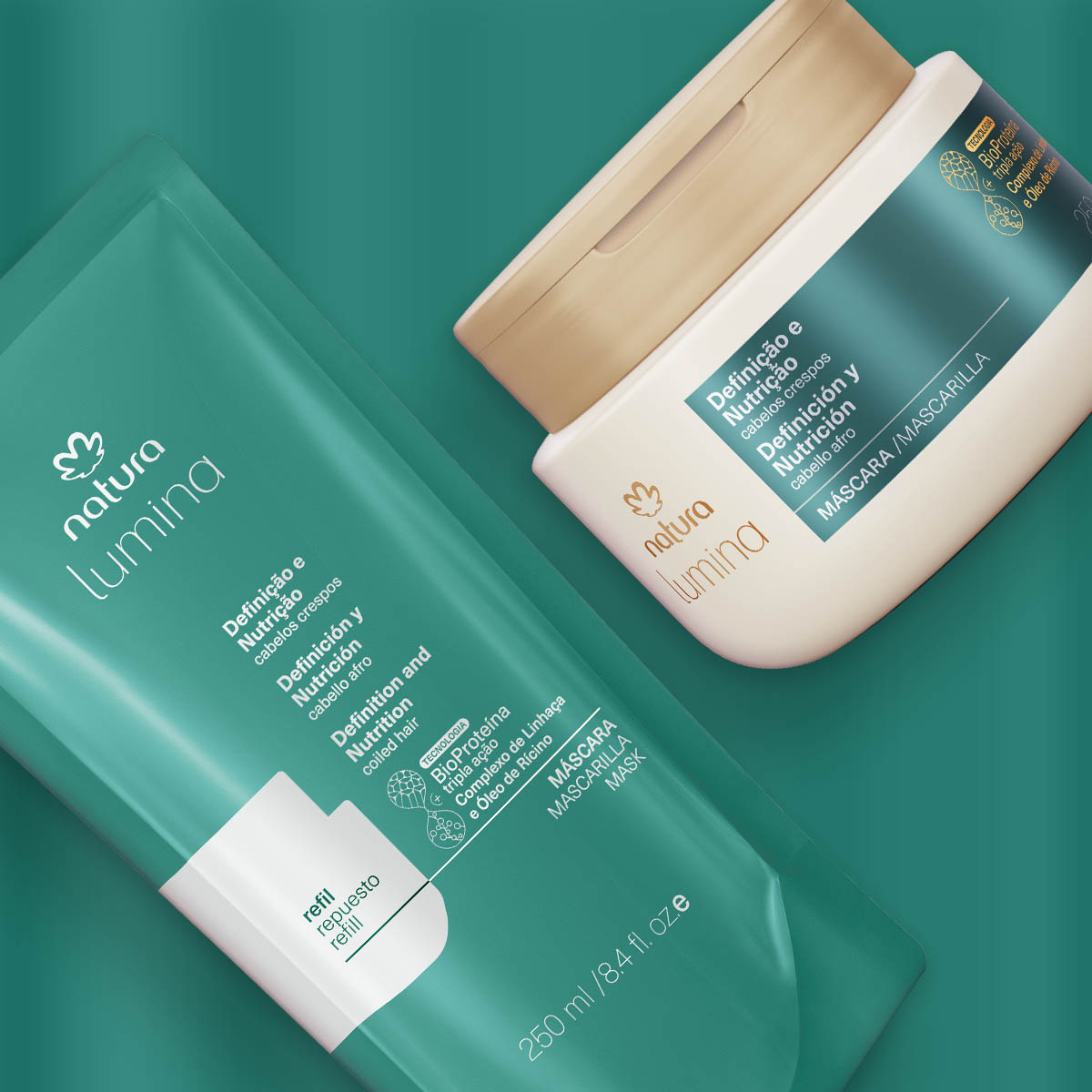 Kit Máscara com Refil Lumina Definição e Nutrição para Cabelos Crespos